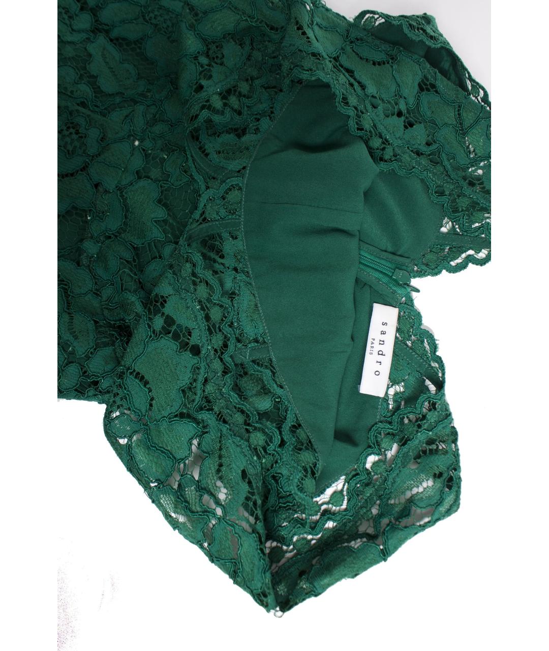 SANDRO Зеленые кружевное коктейльное платье, фото 5