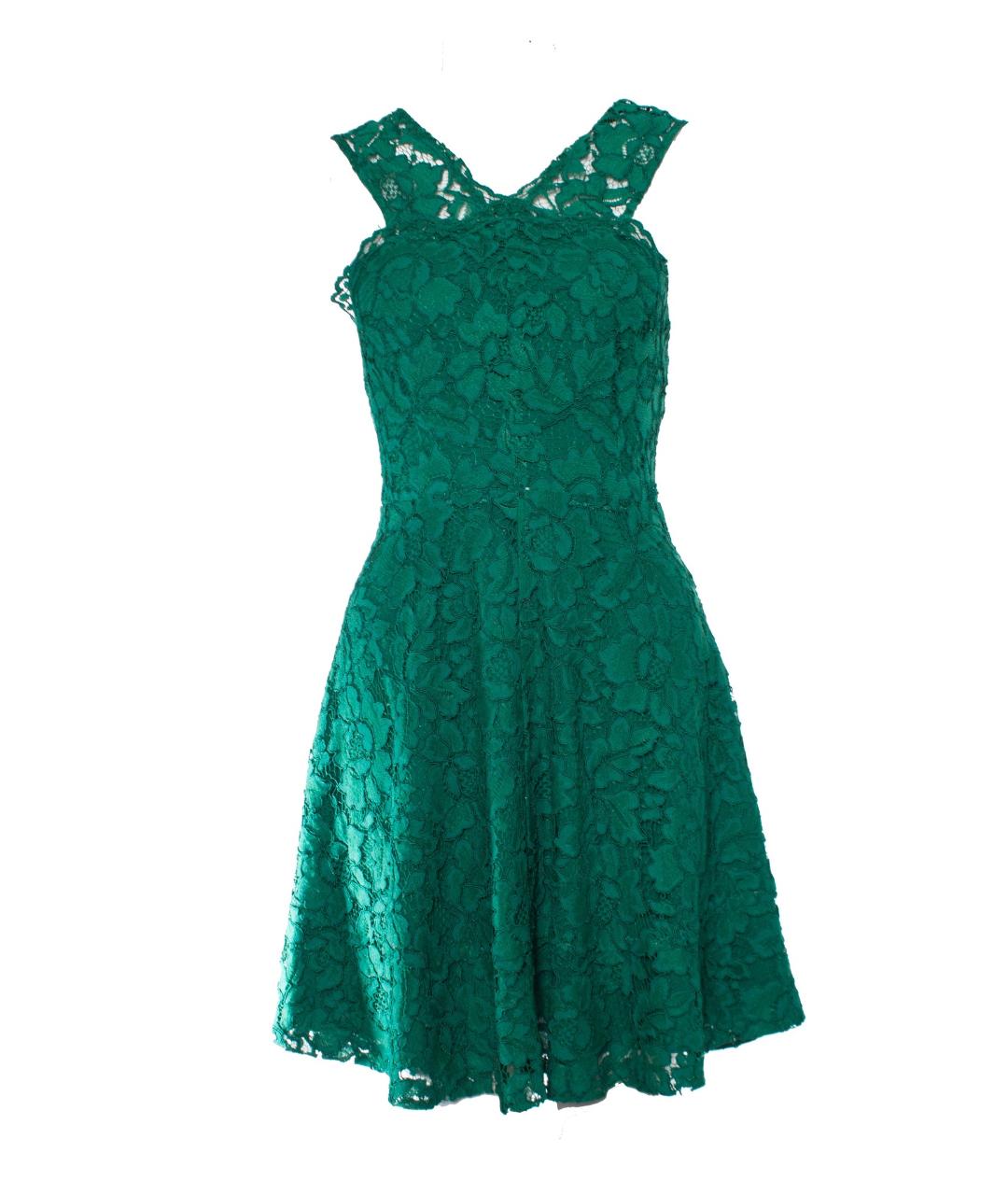 SANDRO Зеленые кружевное коктейльное платье, фото 1