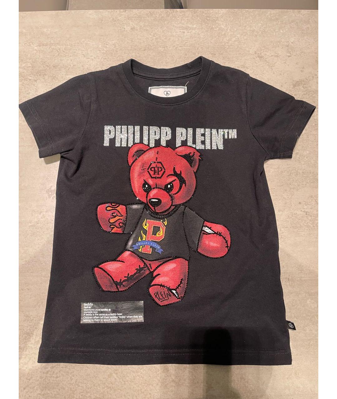 PHILIPP PLEIN JUNIOR Черная хлопковая детская футболка, фото 8