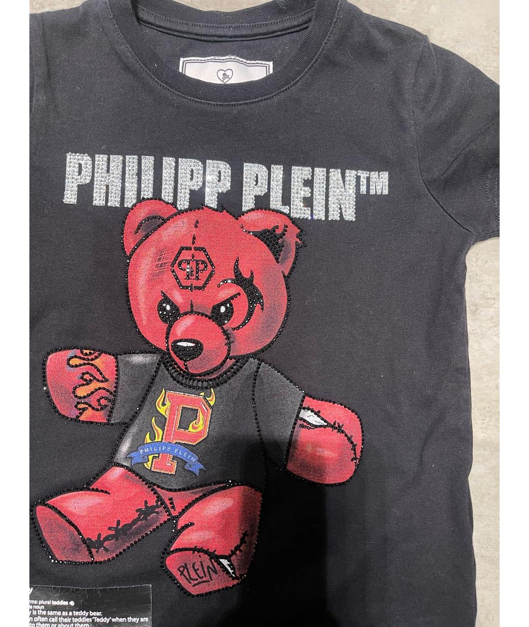 PHILIPP PLEIN JUNIOR Черная хлопковая детская футболка, фото 4