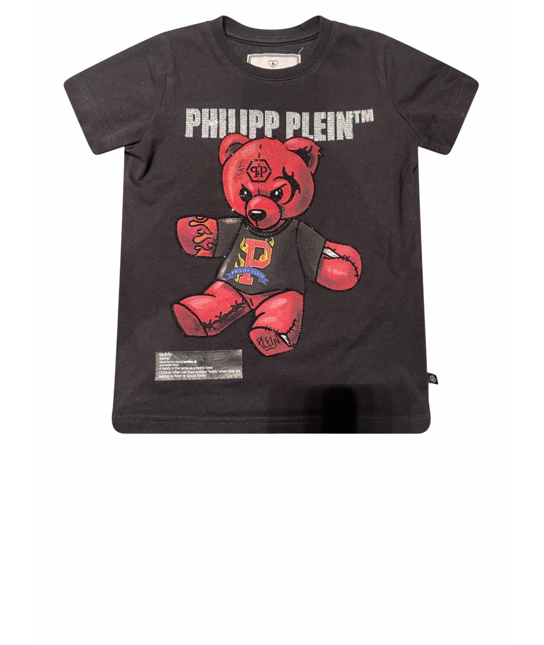 PHILIPP PLEIN JUNIOR Черная хлопковая детская футболка, фото 1