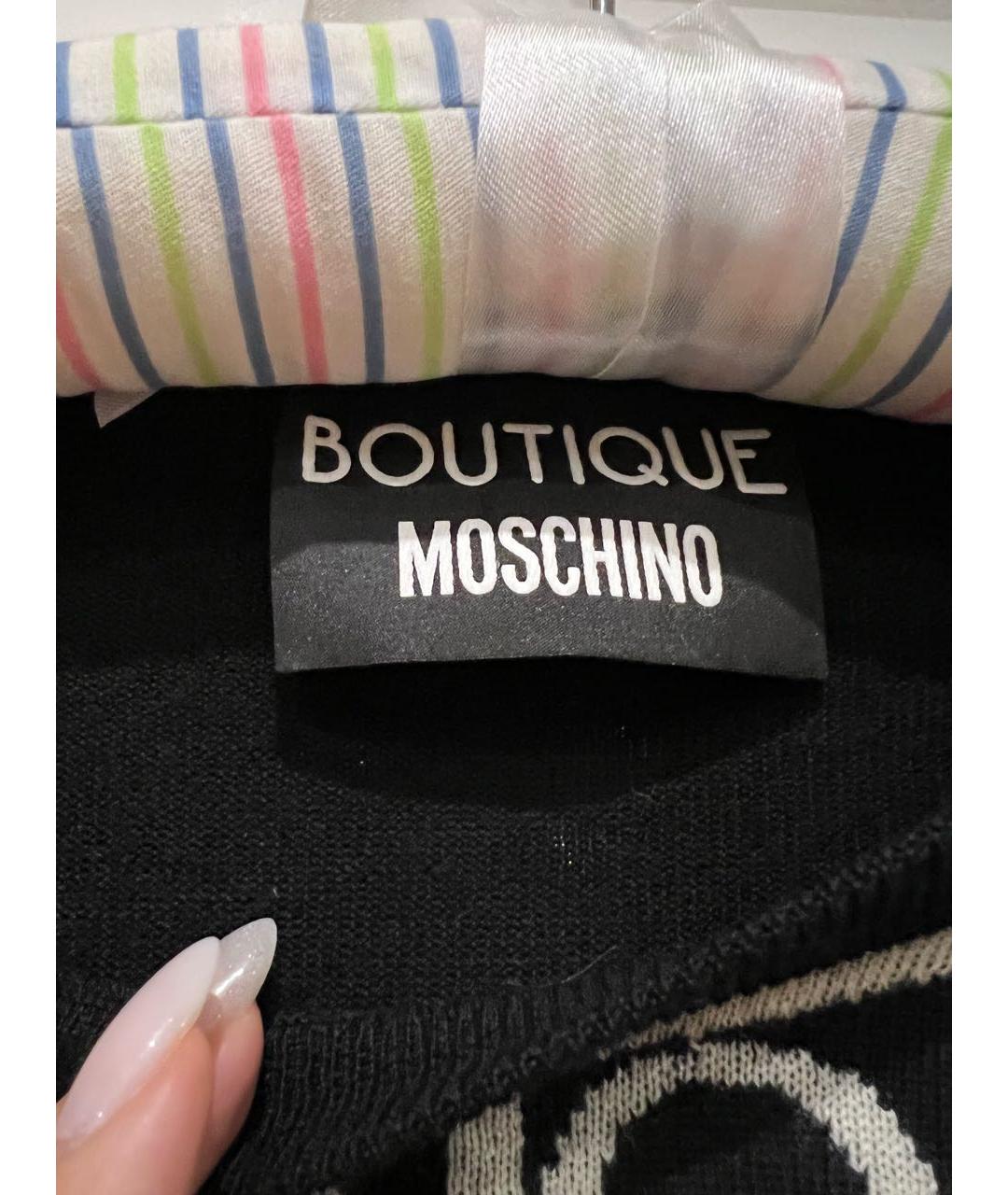 BOUTIQUE MOSCHINO Черный шерстяной джемпер / свитер, фото 3