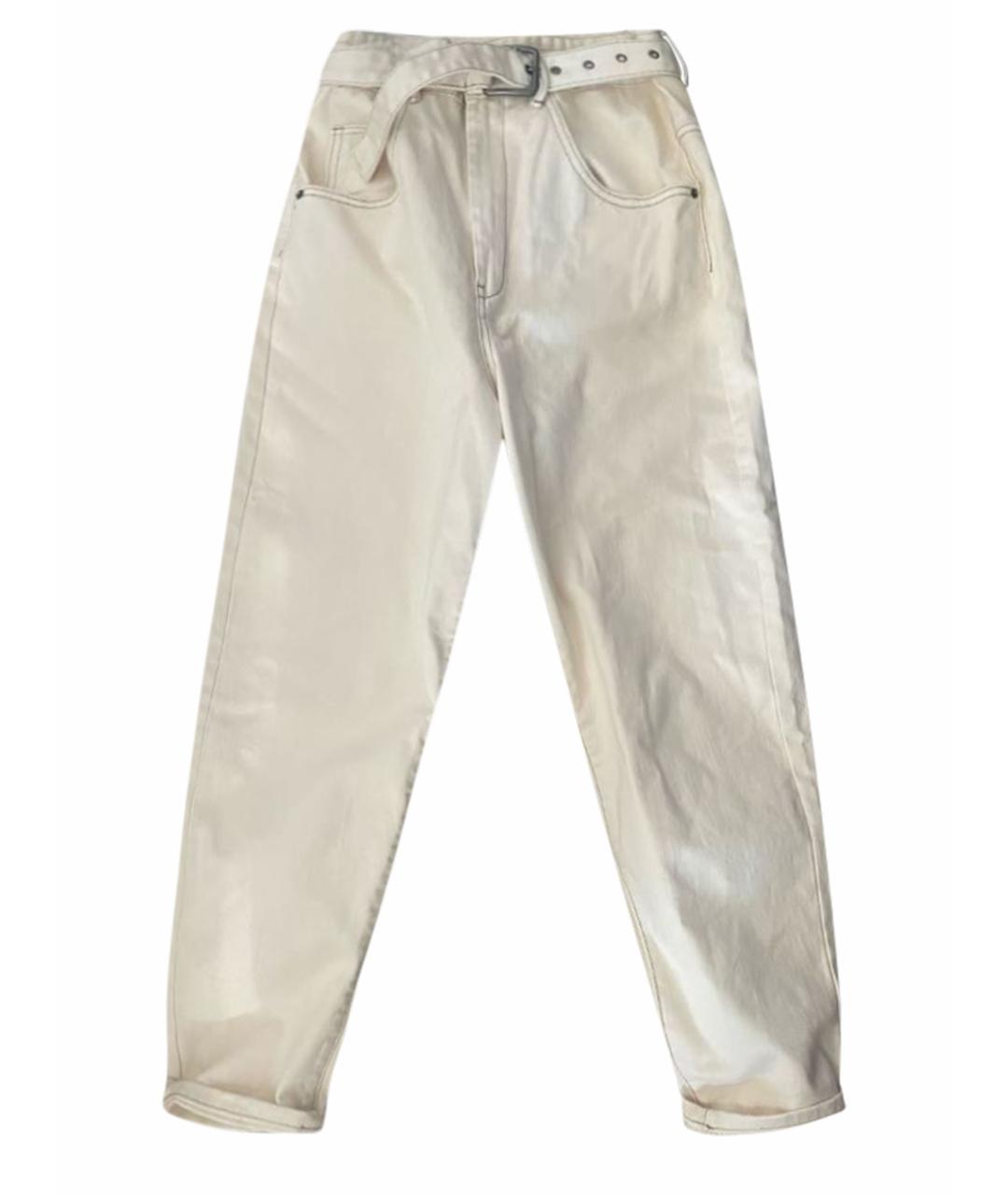 12 STOREEZ Бежевые хлопковые прямые джинсы, фото 1