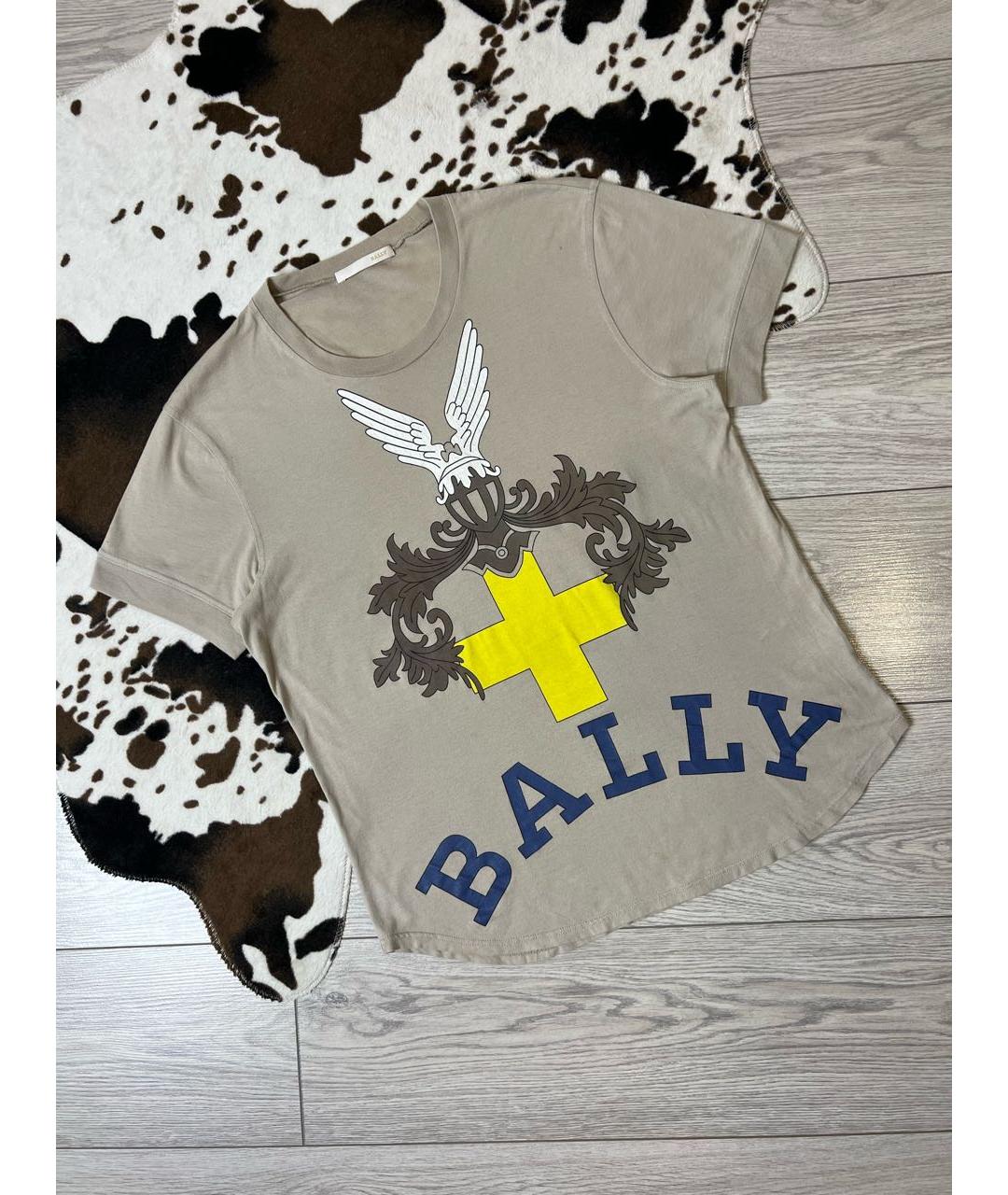 BALLY Бежевая хлопковая футболка, фото 6