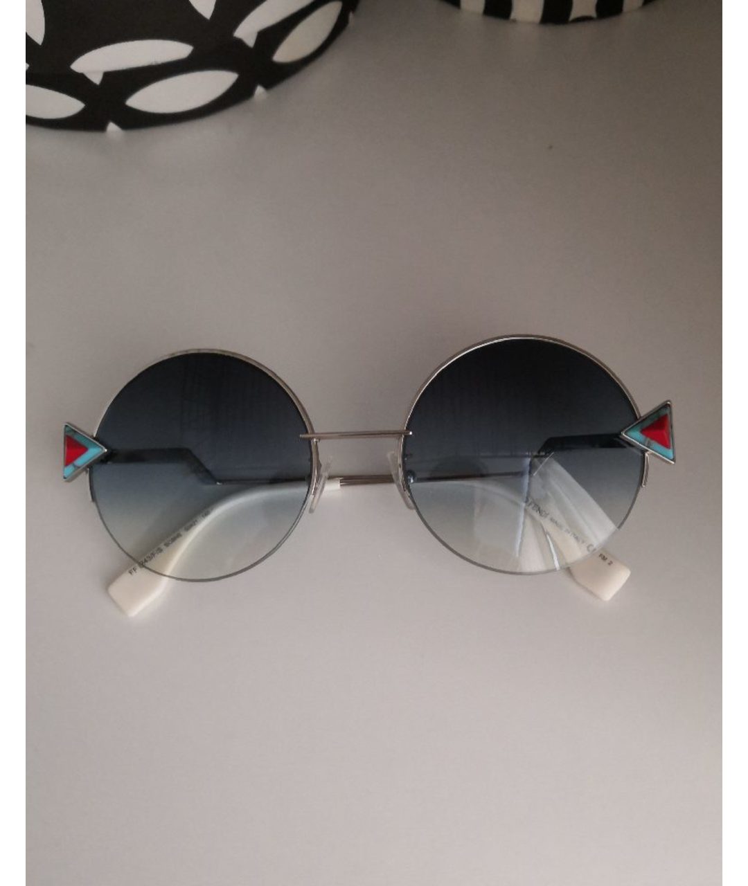 FENDI Белые металлические солнцезащитные очки, фото 5