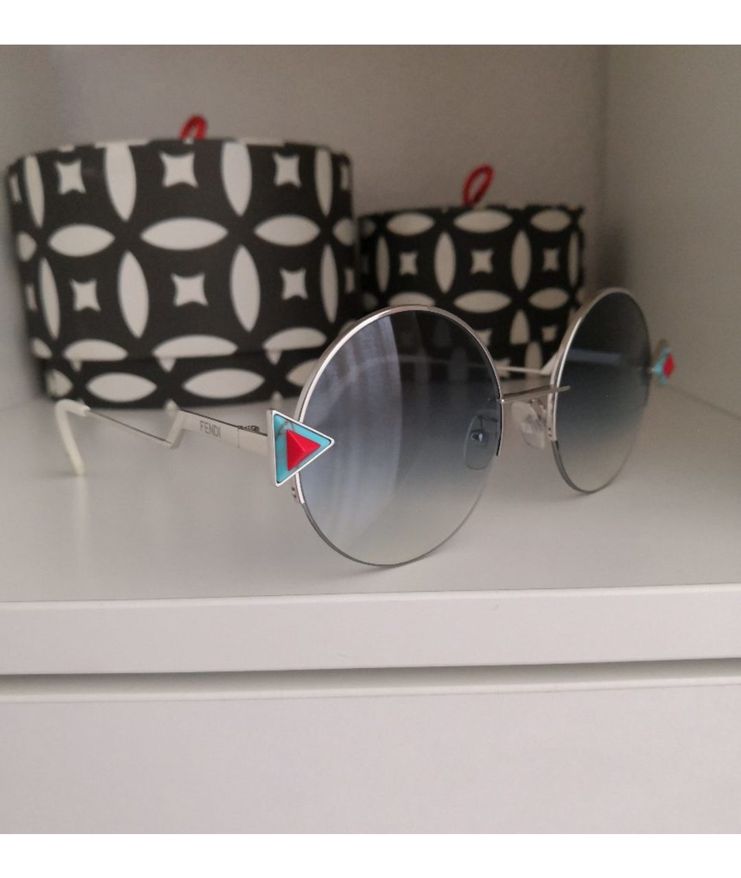 FENDI Белые металлические солнцезащитные очки, фото 2