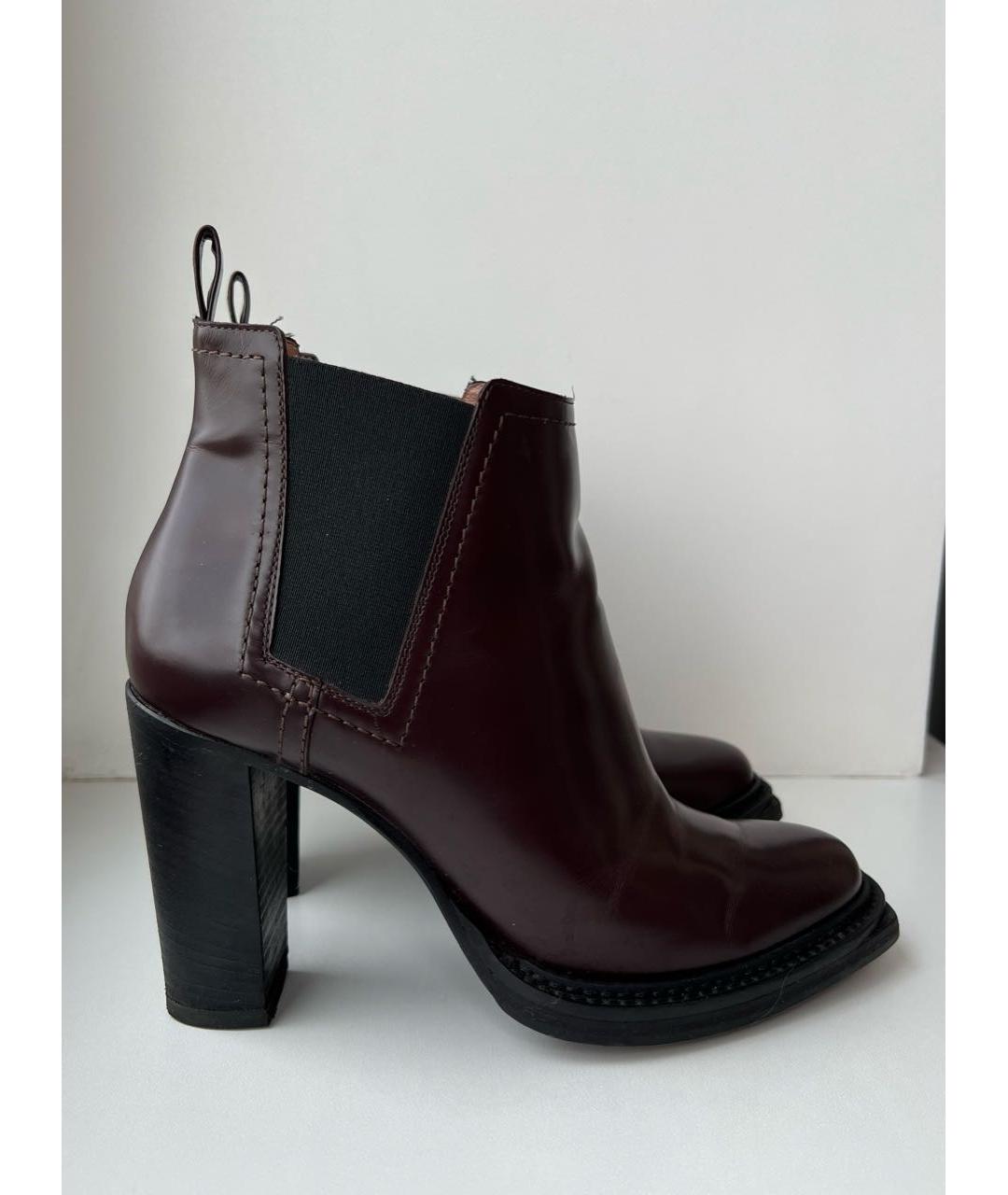 POLLINI Бордовые кожаные ботильоны, фото 7