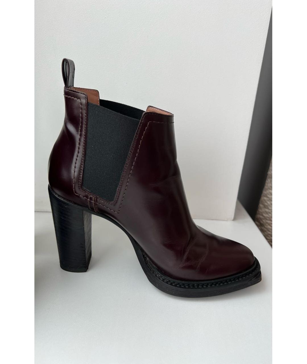 POLLINI Бордовые кожаные ботильоны, фото 3