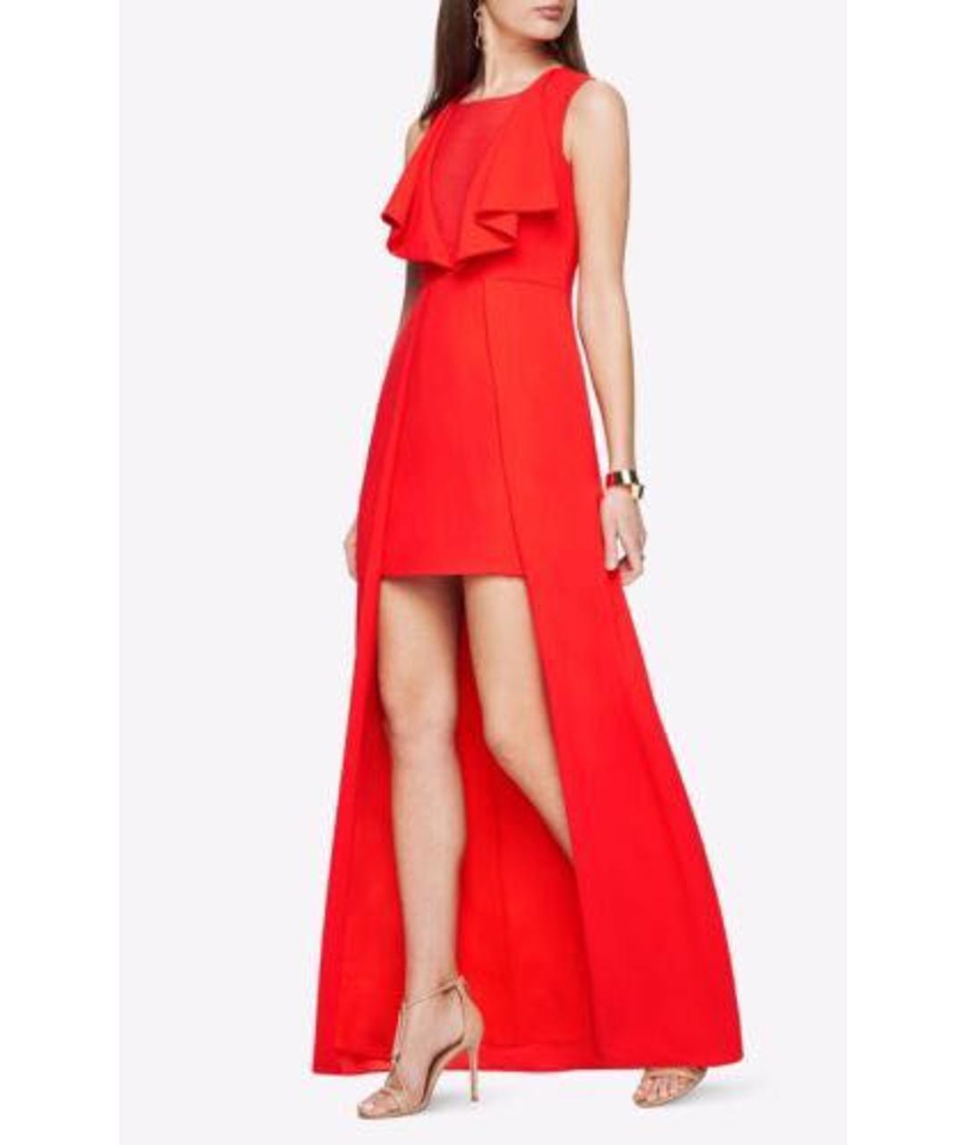 BCBG MAXAZRIA Красное хлопко-эластановое вечернее платье, фото 2