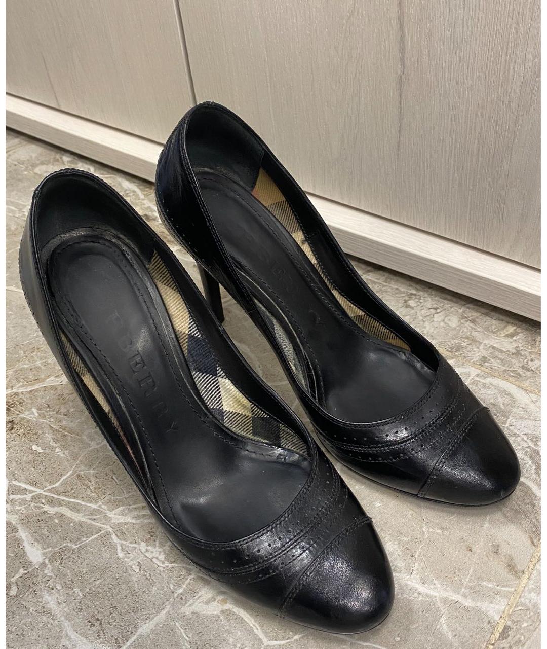 BURBERRY Черные кожаные туфли, фото 2