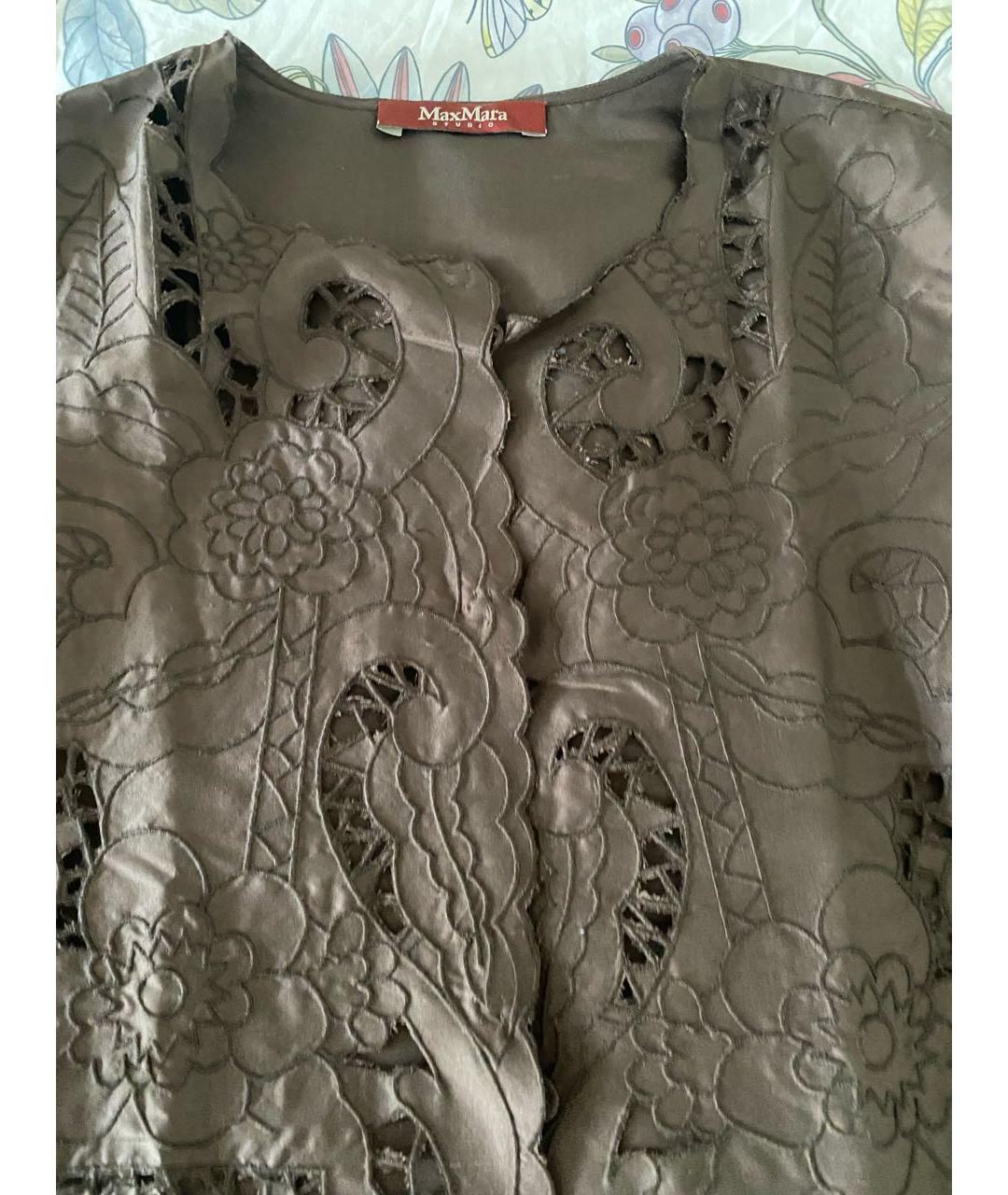 MAX MARA Коричневый шелковый жакет/пиджак, фото 4