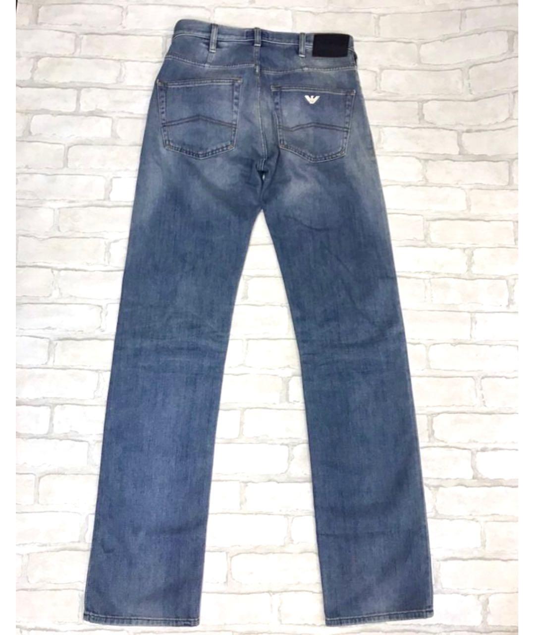 ARMANI JEANS Голубые хлопковые прямые джинсы, фото 2