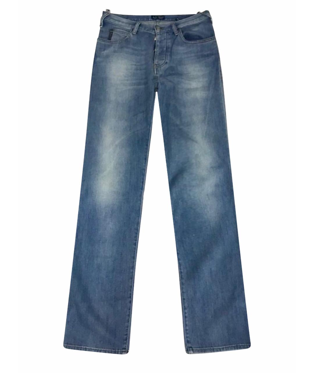 ARMANI JEANS Голубые хлопковые прямые джинсы, фото 1