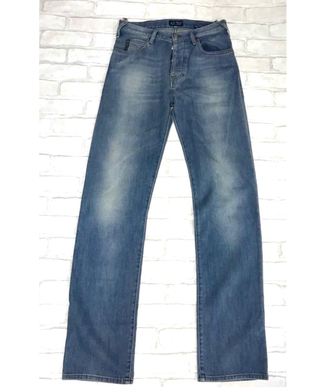 ARMANI JEANS Голубые хлопковые прямые джинсы, фото 6