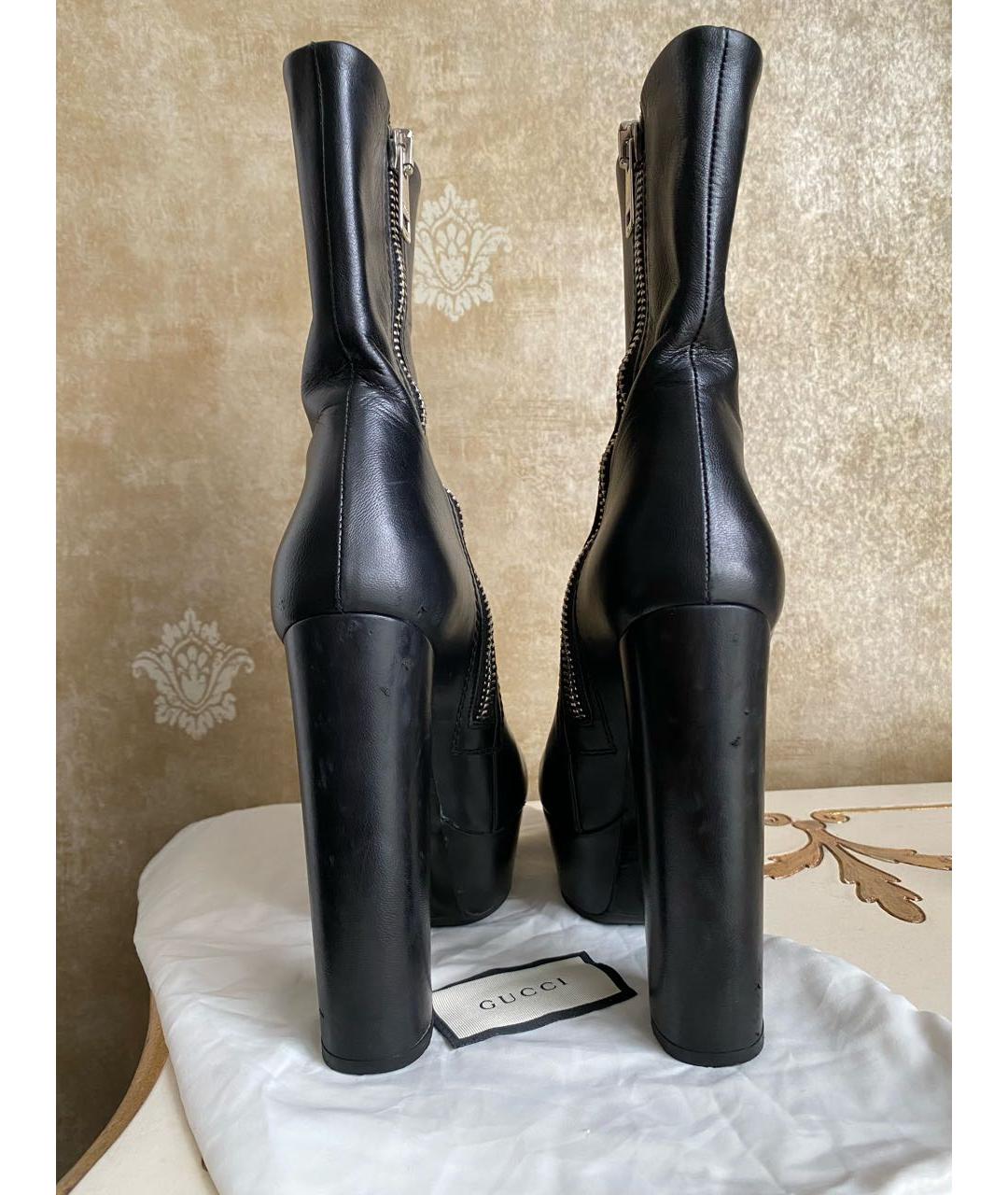 GUCCI Черные кожаные ботильоны, фото 6