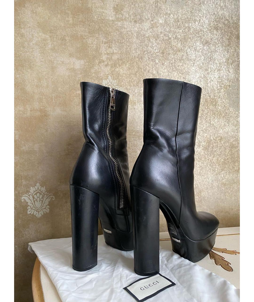 GUCCI Черные кожаные ботильоны, фото 4