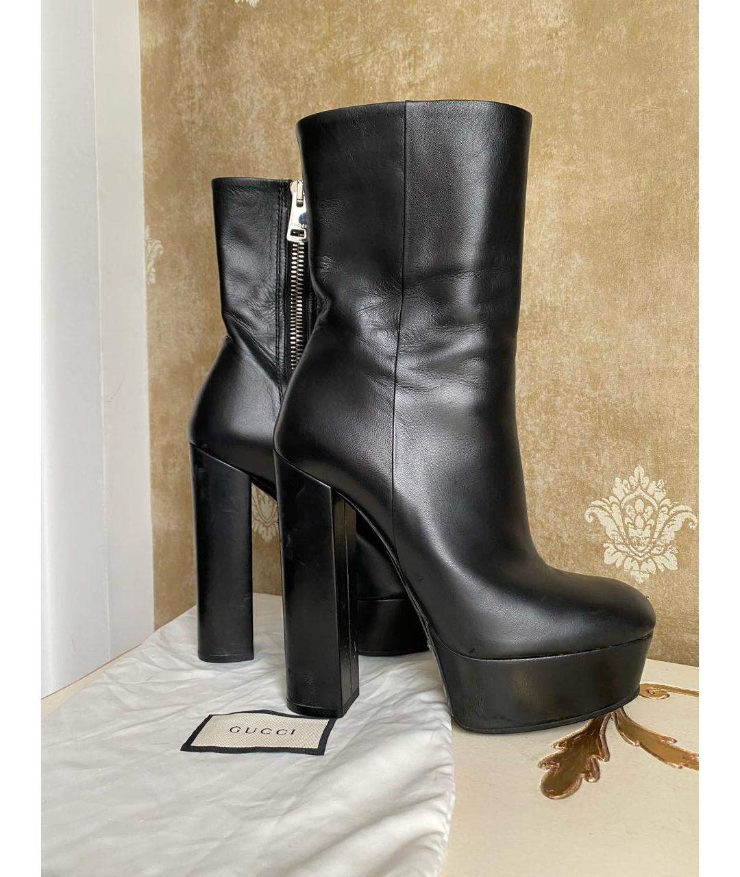 GUCCI Черные кожаные ботильоны, фото 3
