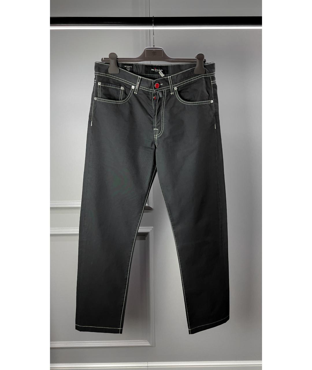 KITON Серые хлопковые прямые джинсы, фото 8