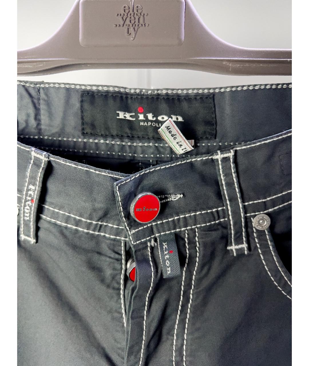 KITON Серые хлопковые прямые джинсы, фото 2