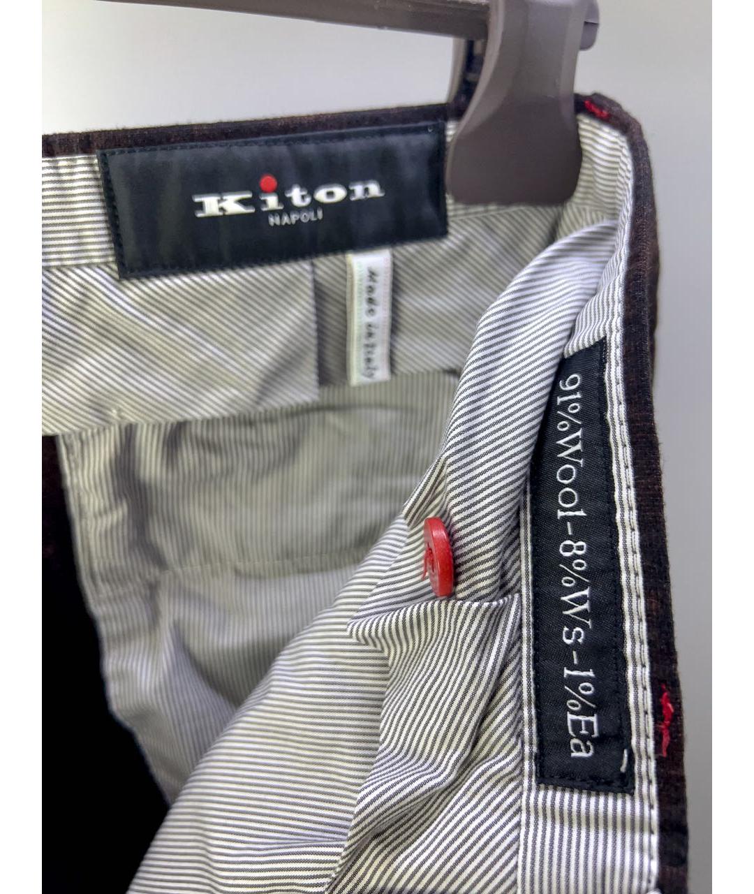 KITON Коричневые шерстяные брюки чинос, фото 5