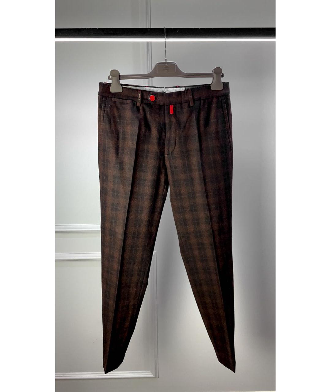 KITON Коричневые шерстяные брюки чинос, фото 8