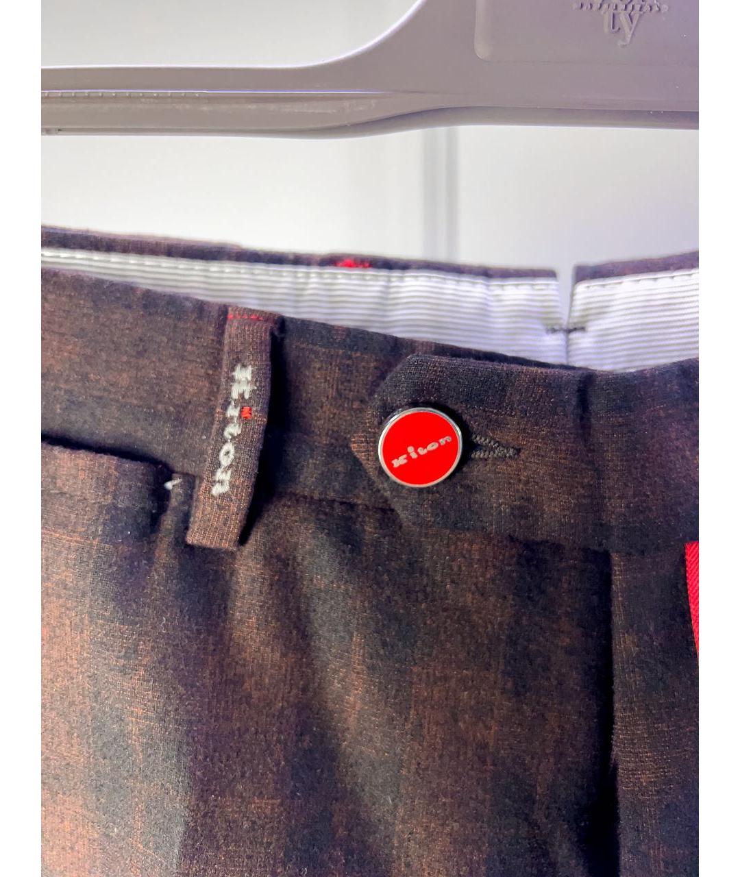 KITON Коричневые шерстяные брюки чинос, фото 2