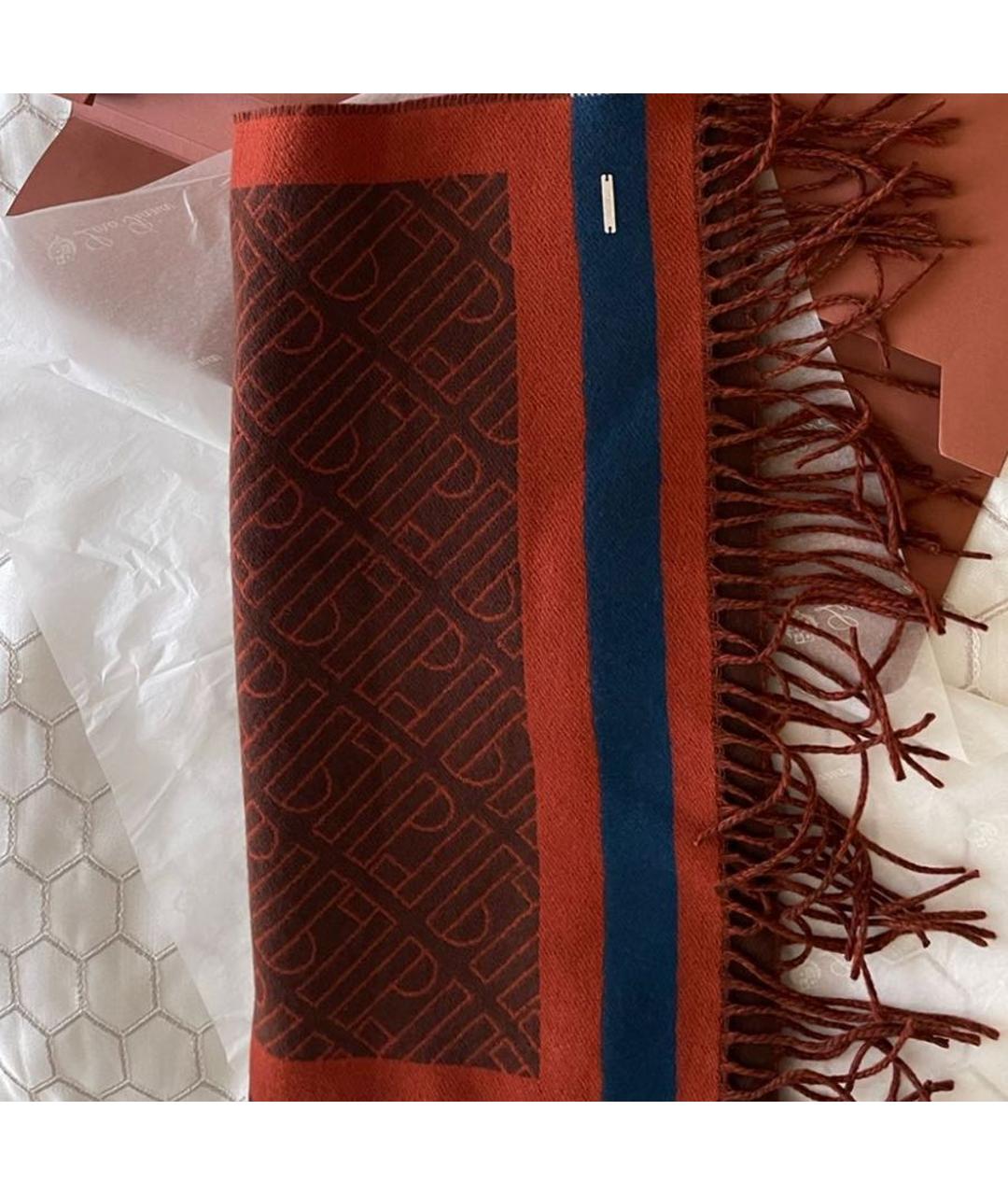LORO PIANA Бордовый кашемировый шарф, фото 2
