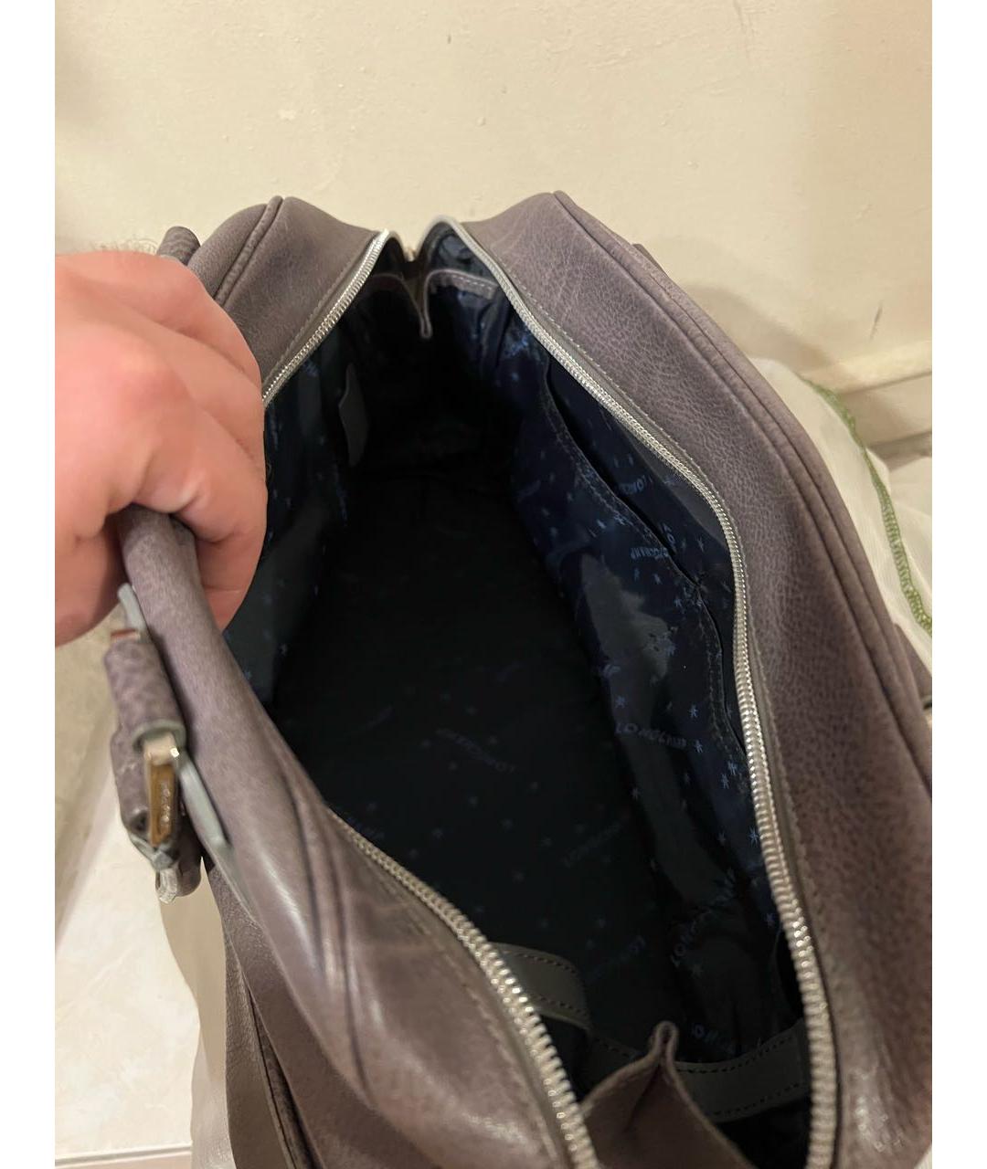 LONGCHAMP Серая кожаная сумка с короткими ручками, фото 4