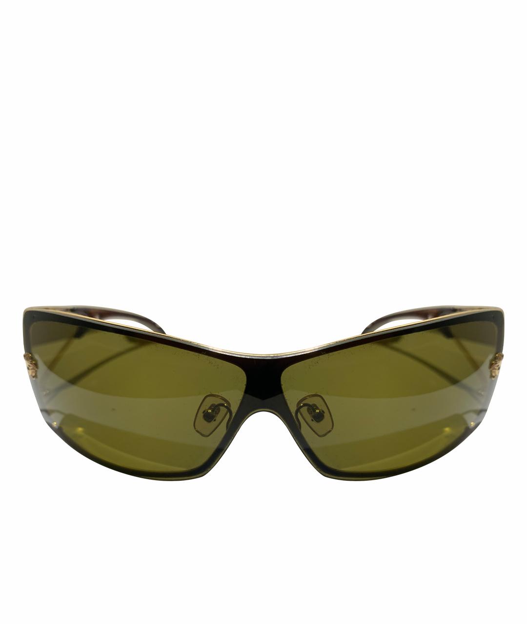 VERSACE Зеленые металлические солнцезащитные очки, фото 1
