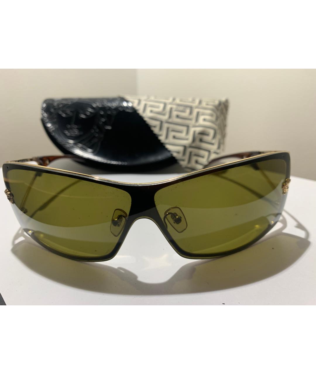 VERSACE Зеленые металлические солнцезащитные очки, фото 5