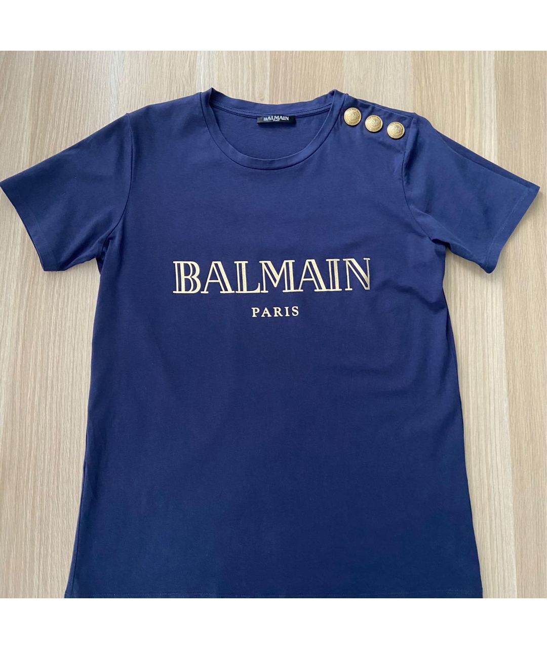 BALMAIN Темно-синяя хлопковая футболка, фото 5
