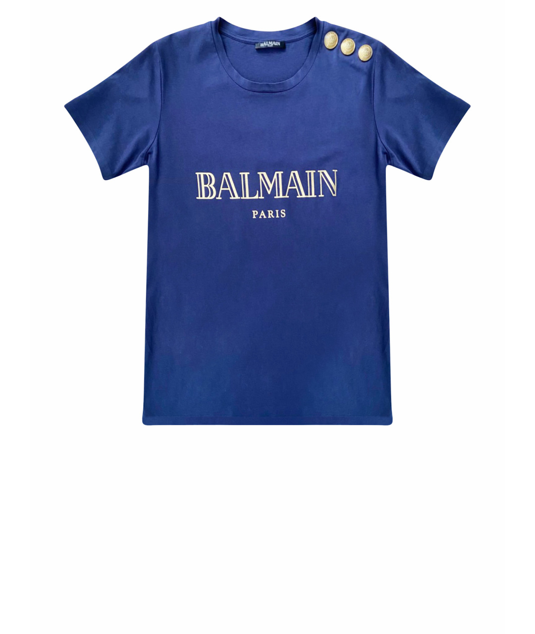 BALMAIN Темно-синяя хлопковая футболка, фото 1