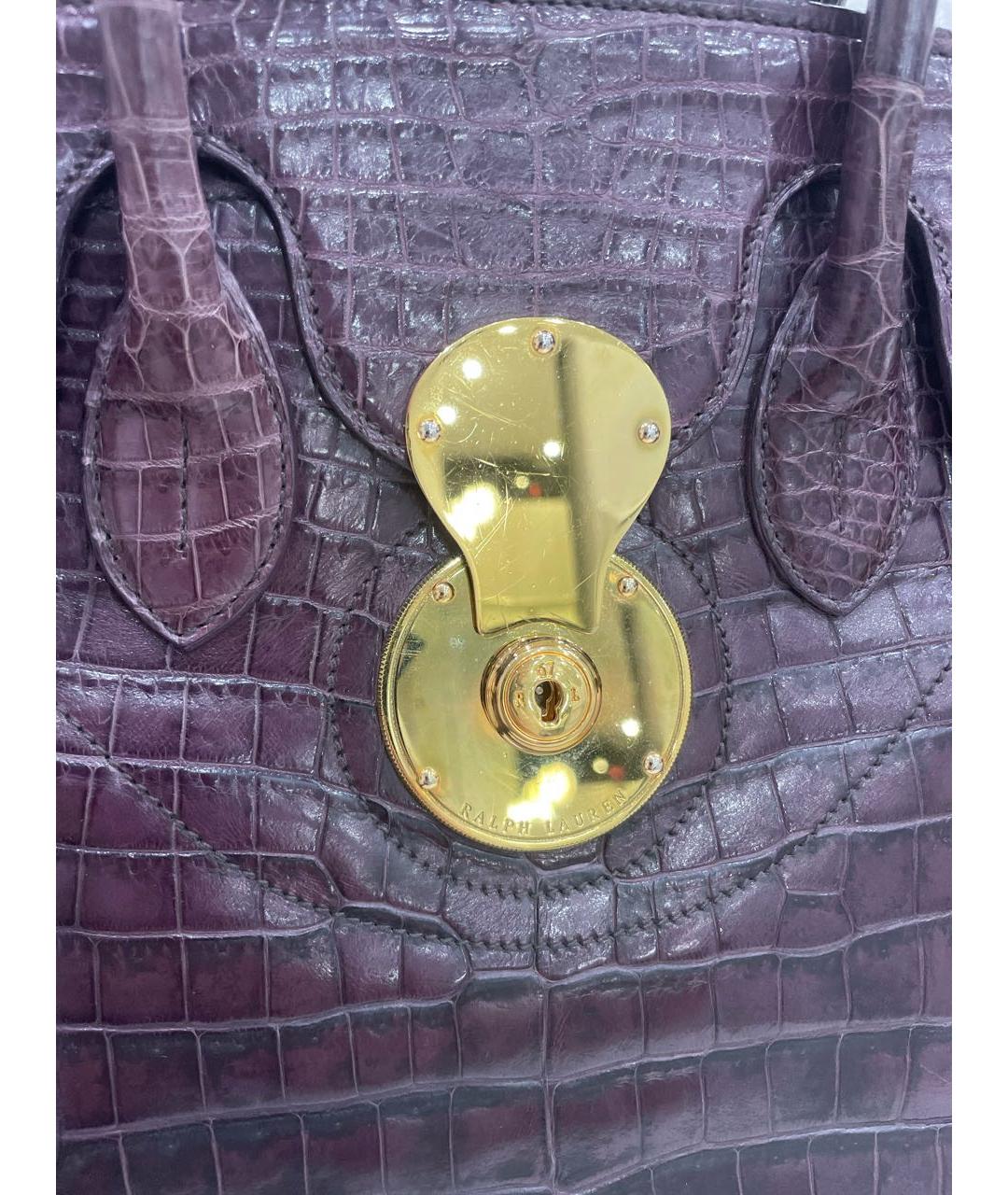 RALPH LAUREN Фиолетовая кожаная сумка с короткими ручками, фото 5