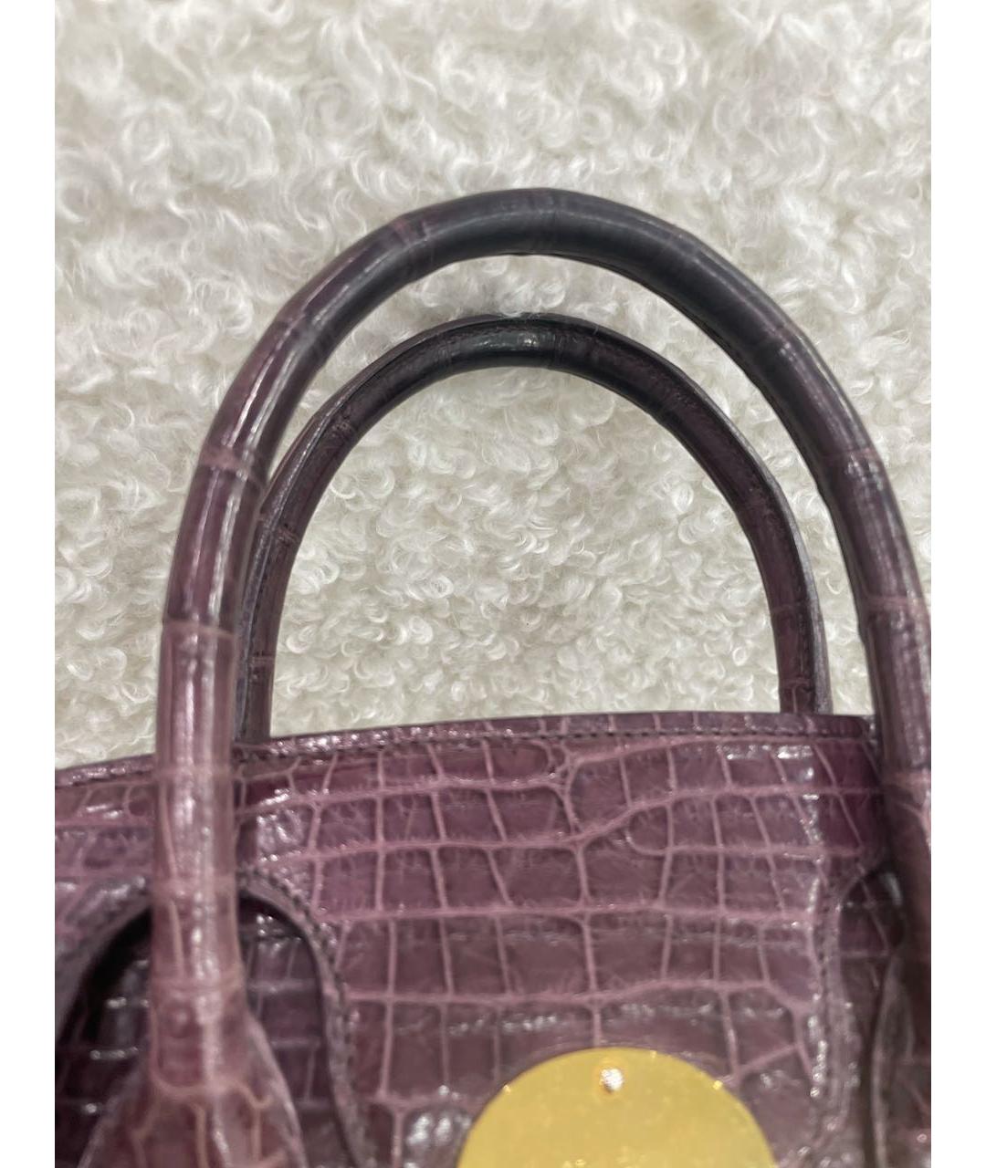 RALPH LAUREN Фиолетовая кожаная сумка с короткими ручками, фото 6
