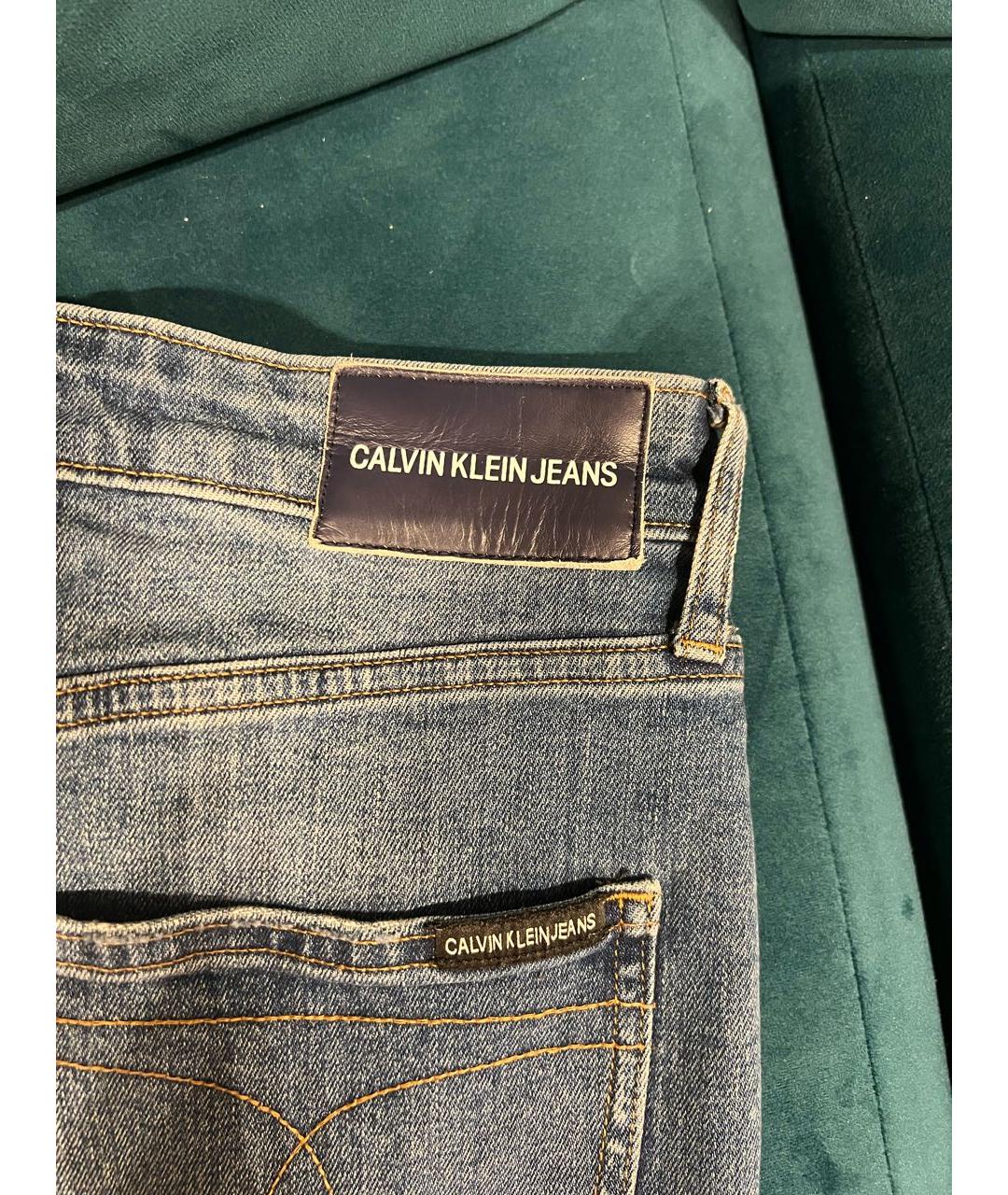 CALVIN KLEIN Синие хлопко-полиэстеровые джинсы слим, фото 6