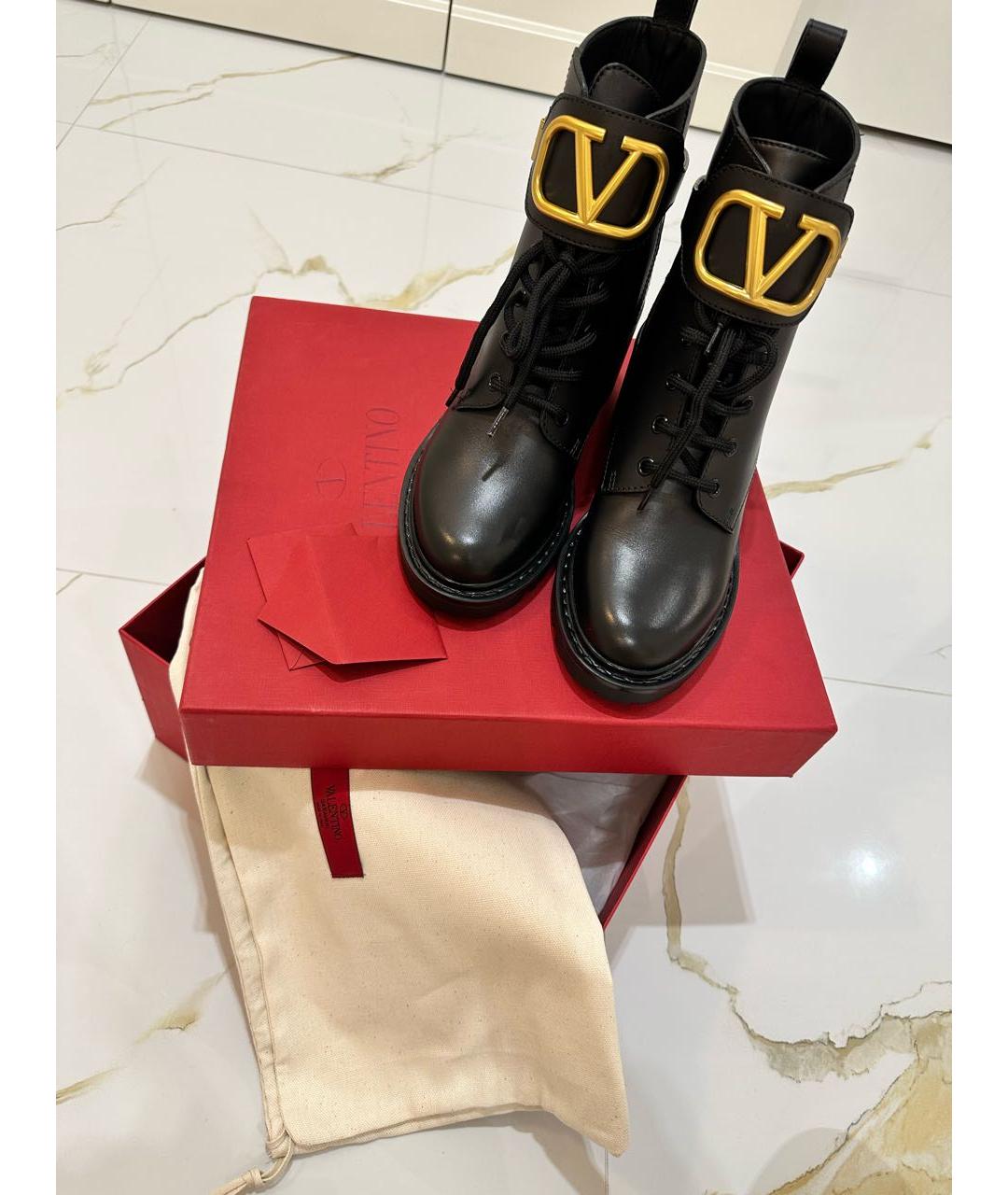 VALENTINO Черные кожаные ботинки, фото 5
