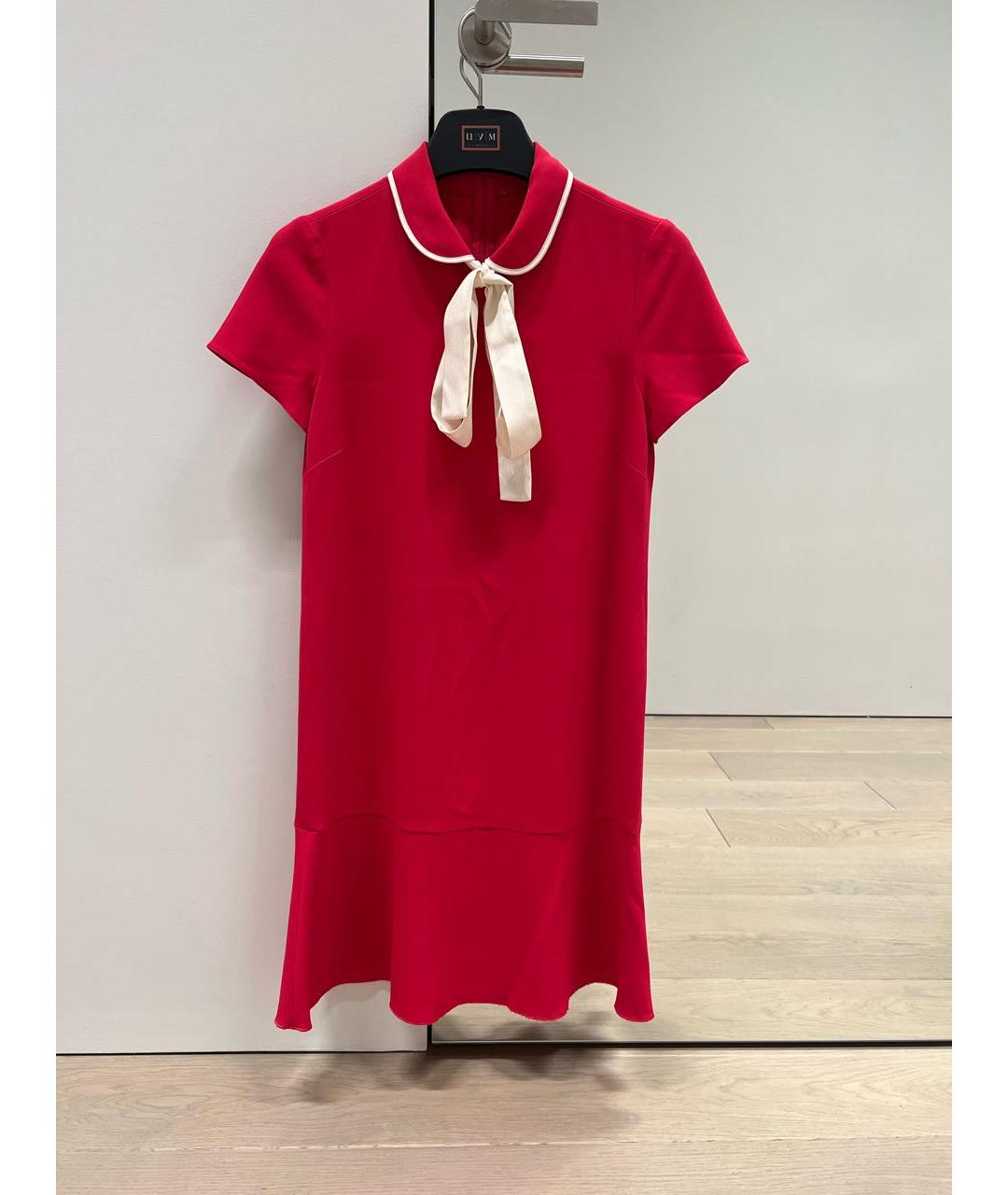 RED VALENTINO Красное вискозное коктейльное платье, фото 5
