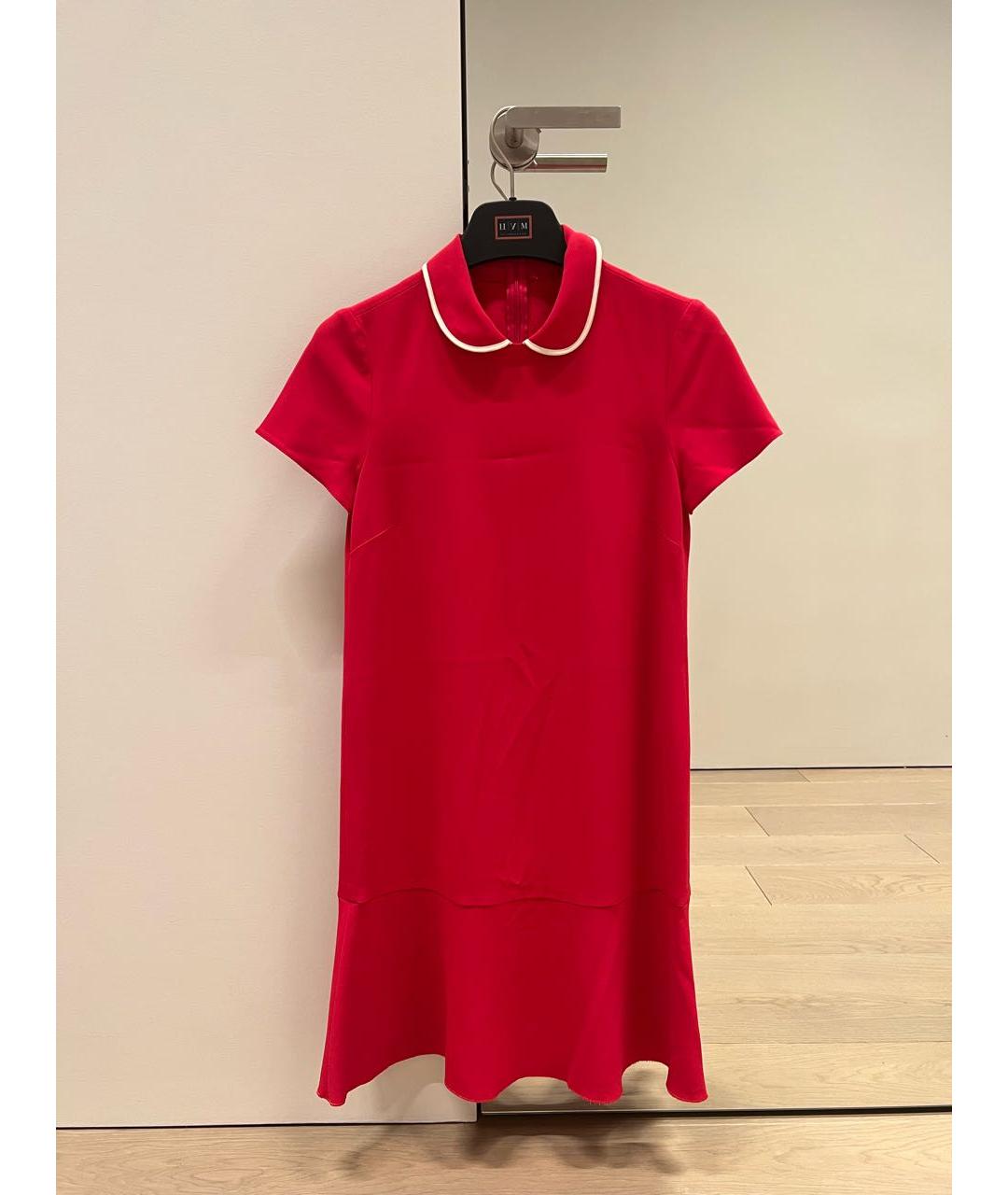 RED VALENTINO Красное вискозное коктейльное платье, фото 4