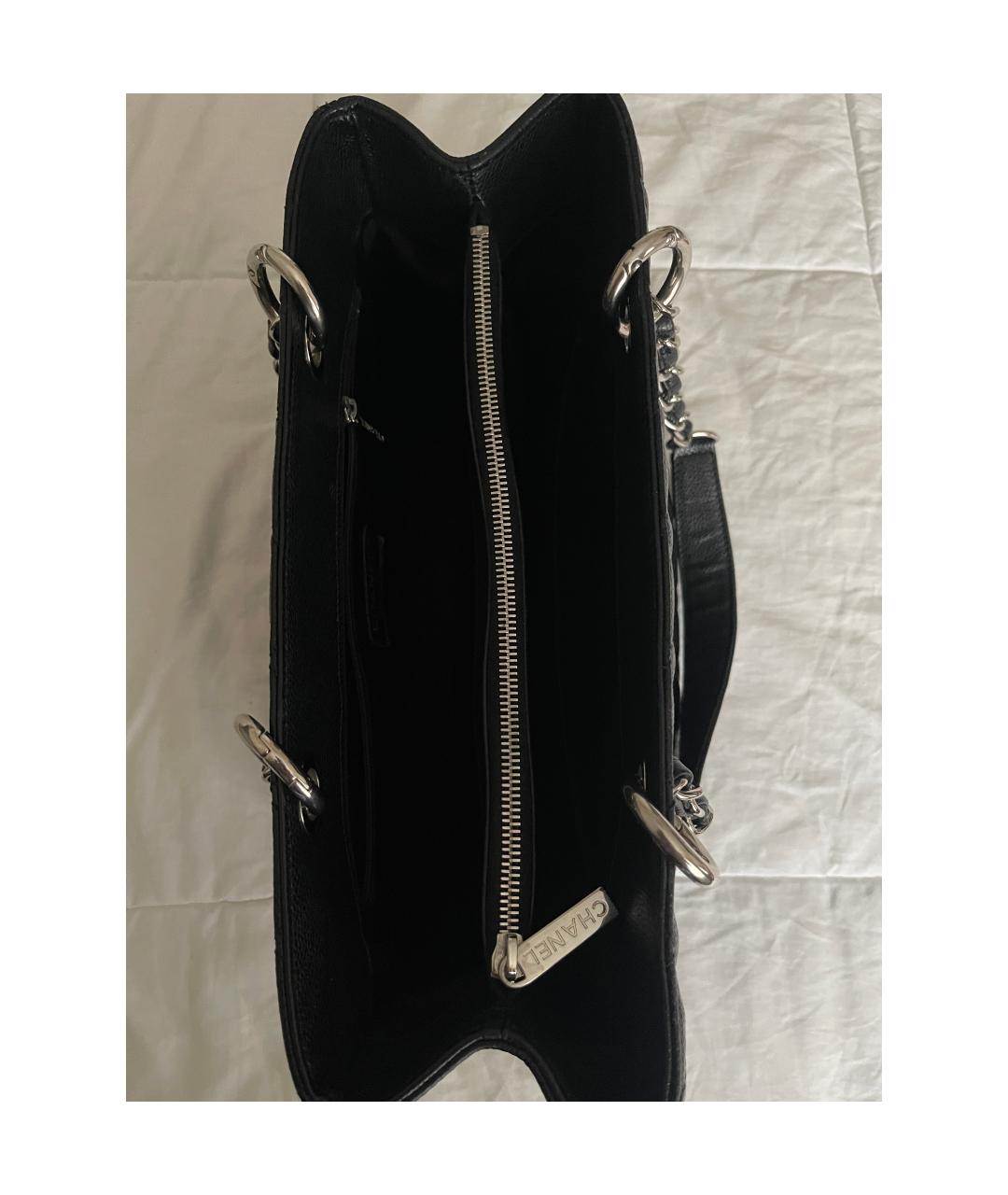 CHANEL Черная кожаная сумка тоут, фото 5
