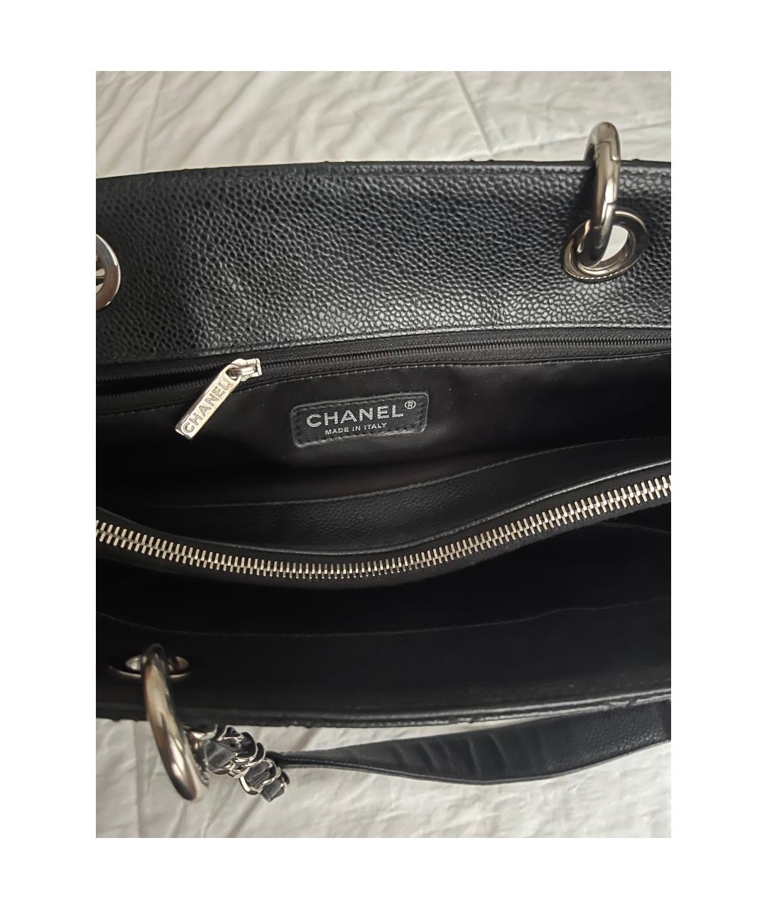 CHANEL Черная кожаная сумка тоут, фото 4