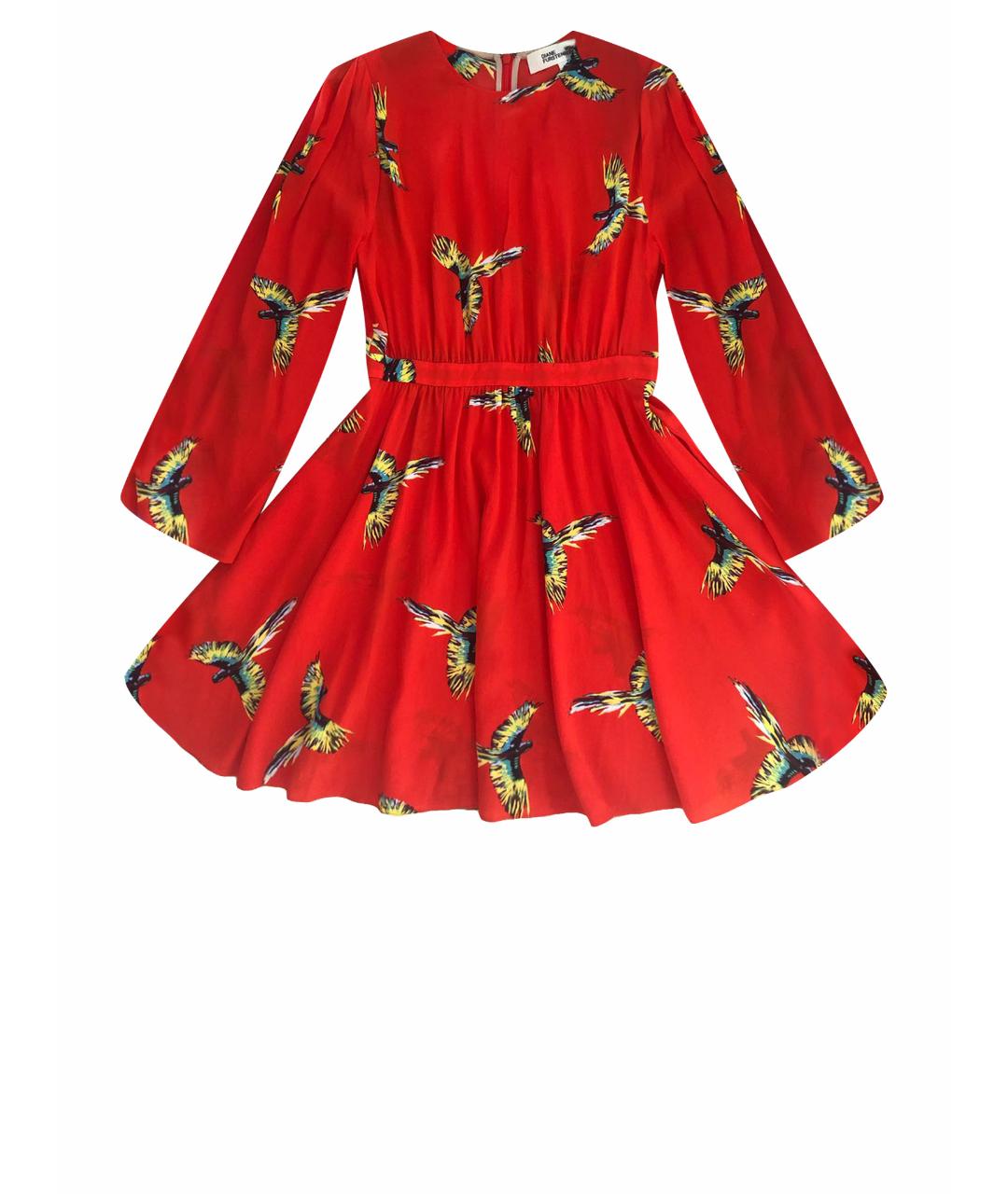 DIANE VON FURSTENBERG Красное шелковое коктейльное платье, фото 1