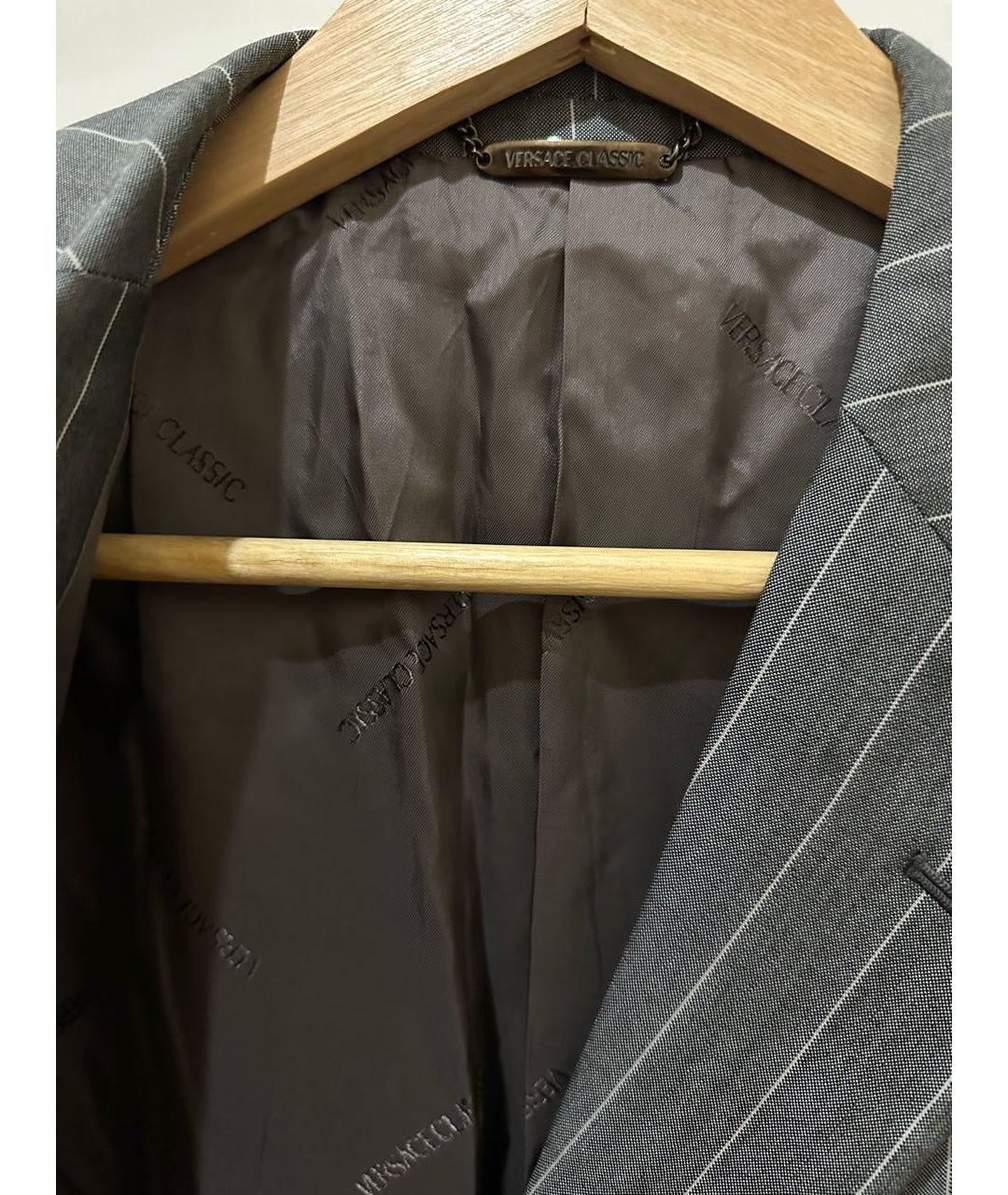 VERSACE Серый шелковый жакет/пиджак, фото 3