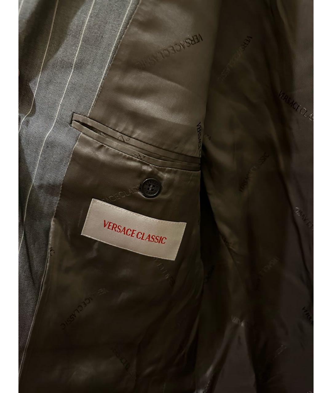 VERSACE Серый шелковый жакет/пиджак, фото 4