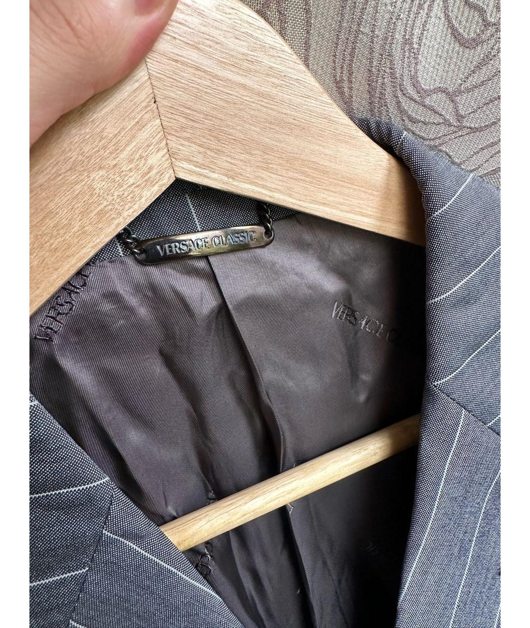 VERSACE Серый шелковый жакет/пиджак, фото 7