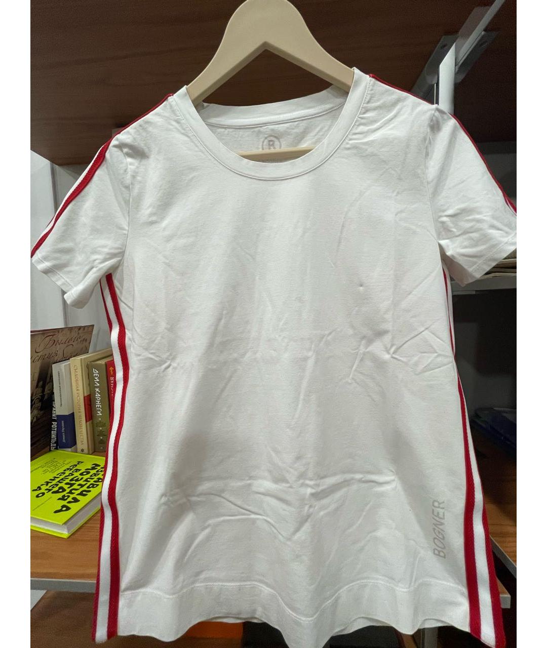 BOGNER Белая хлопко-эластановая футболка, фото 6