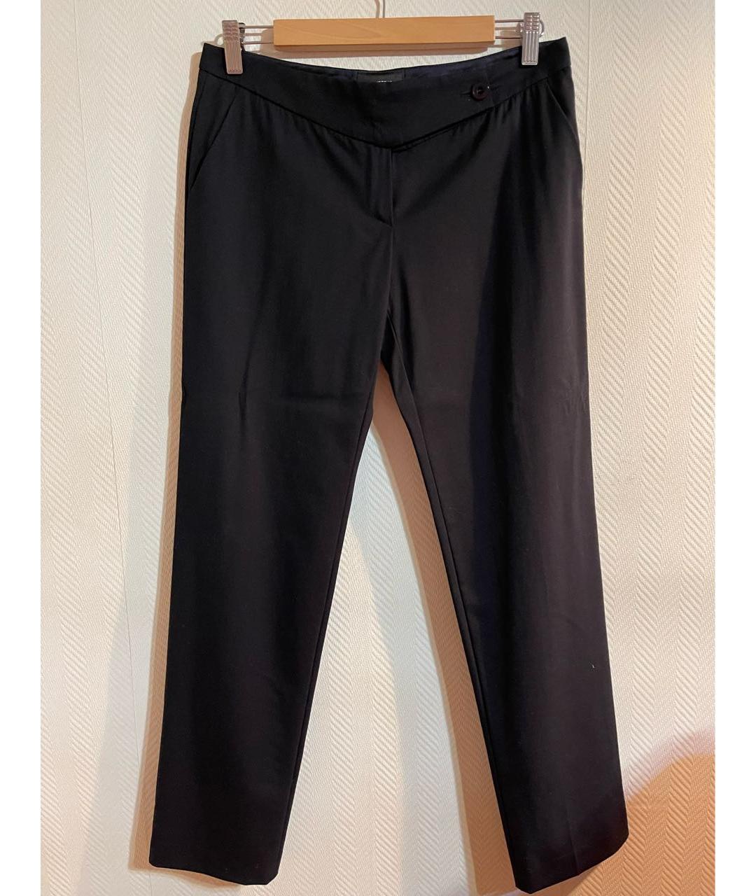 EMPORIO ARMANI Темно-синие вискозные прямые брюки, фото 5