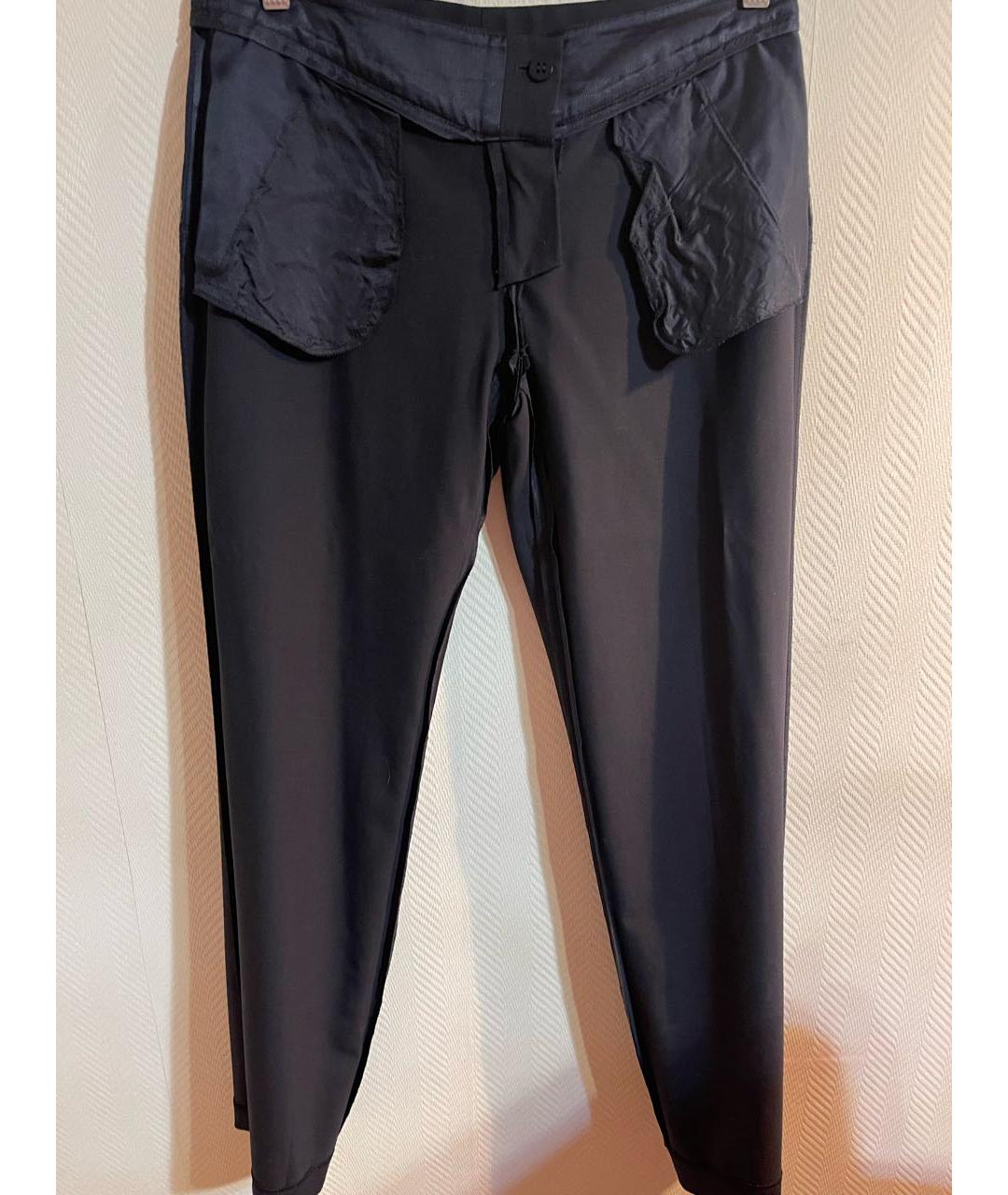 EMPORIO ARMANI Темно-синие вискозные прямые брюки, фото 3
