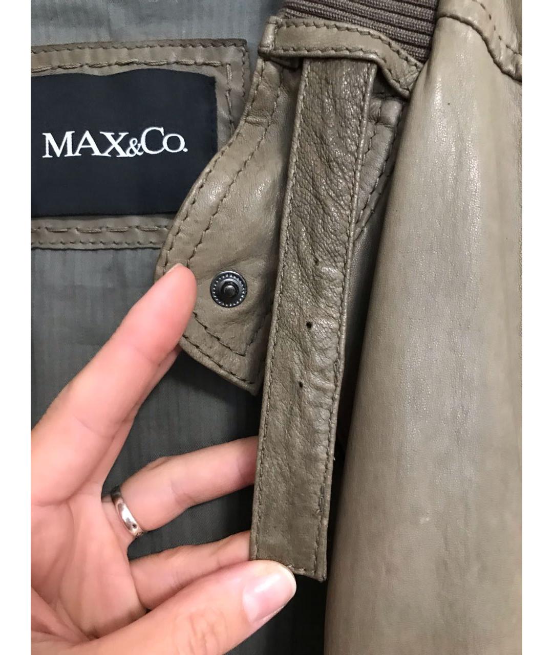 'S MAX MARA Хаки кожаная куртка, фото 4