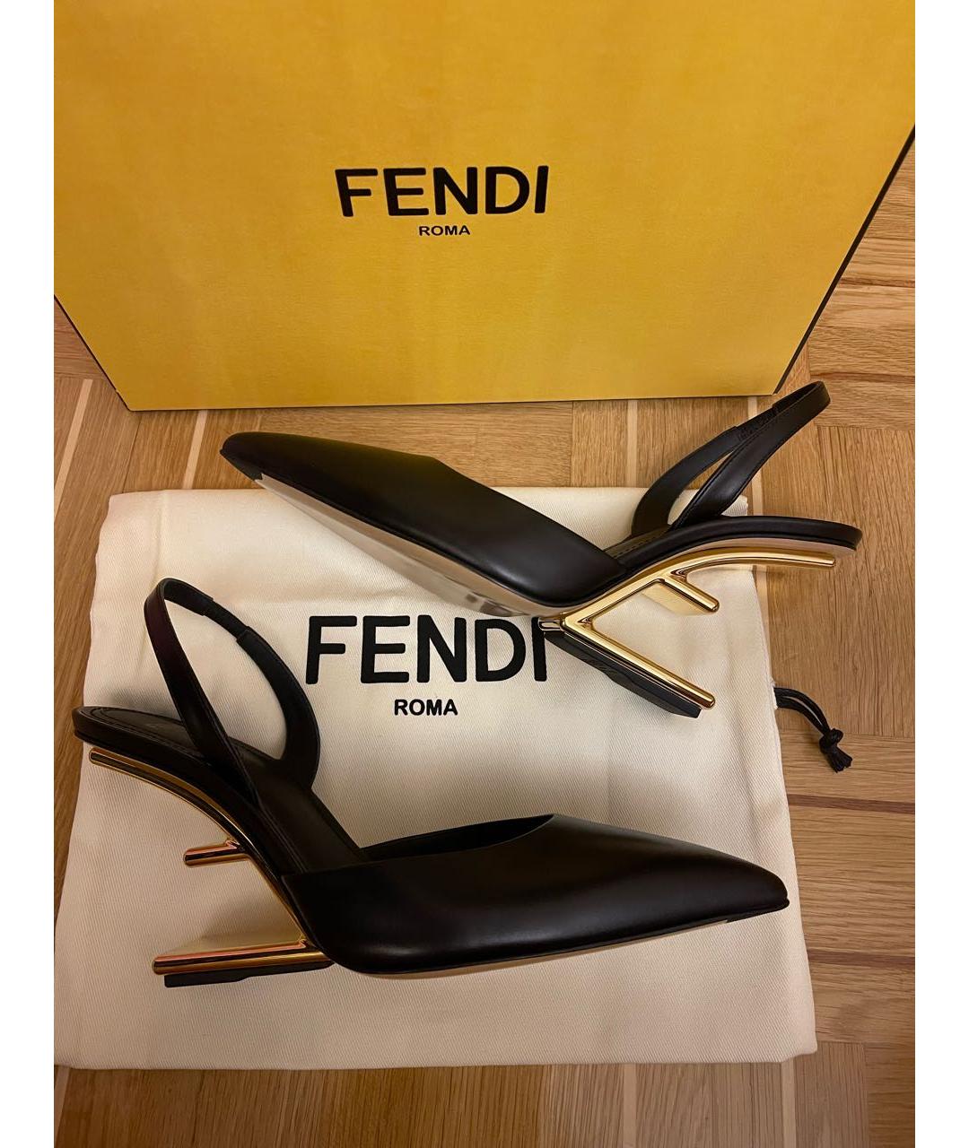 FENDI Черные кожаные туфли, фото 7