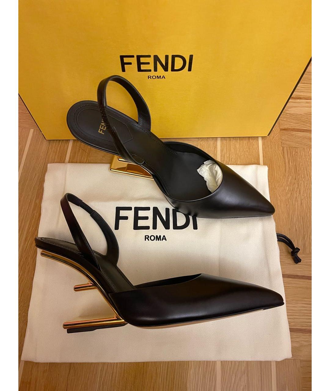 FENDI Черные кожаные туфли, фото 2